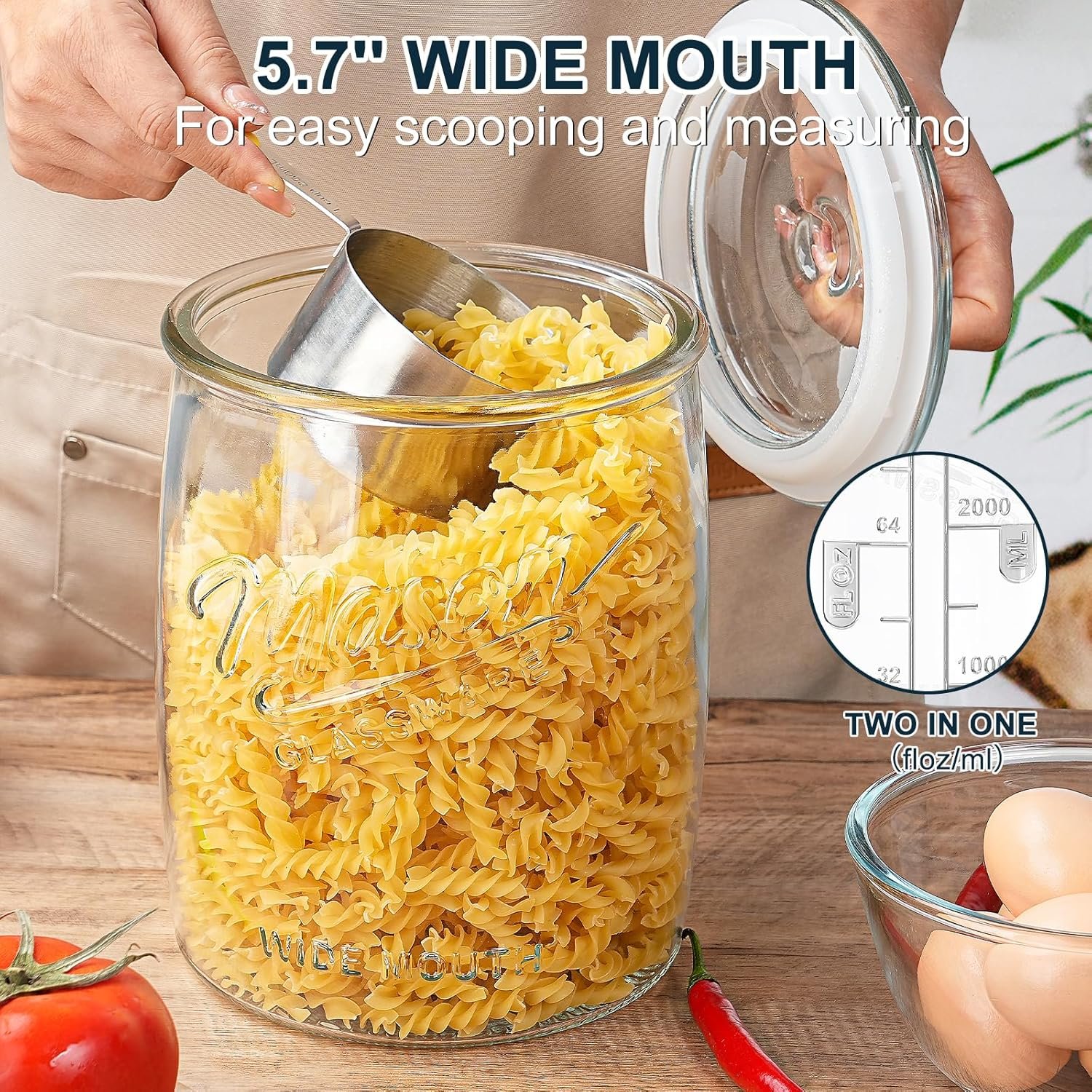 1 Gallon Glass Cookie Jar with Airtight Lid, Wide Mouth Mason Jar for Pantry & Laundry Room Organization, Large Apothecary Jars for Sugar, Candy, Rice, Dog Treat & Food Storage Jar– Set of 1 - Image 8