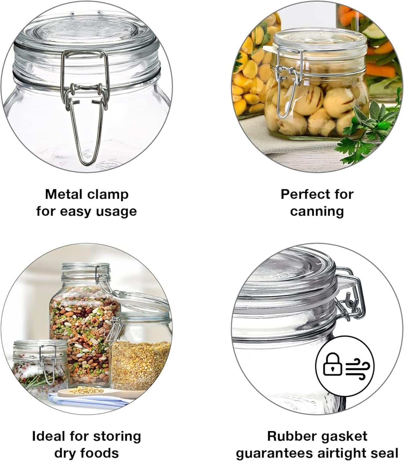 Bormioli Rocco Fido Cylinder 46 oz Airtight Jar (Set of 2) - BPA-Free Glass Ingredient Container - Ideal for Canning, Fermentation, Pantry Organization, Kitchen Storage - Dishwasher & Food Safe - Image 8
