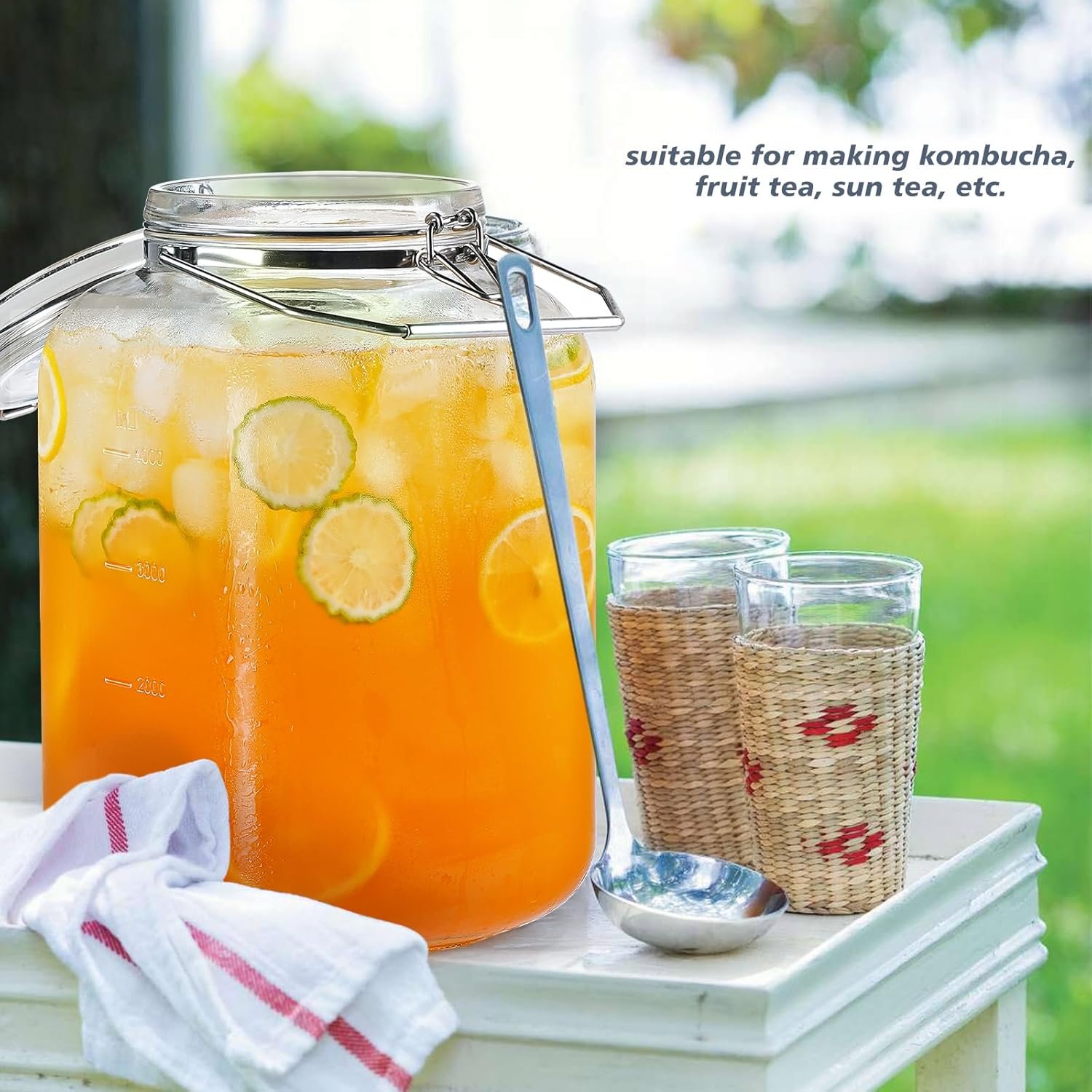 Folinstall 1.5 Gallon Glass Jar with Airtight Lid, Square Wide Mouth Mason Jars with Stainless Steel Handle, Large Glass Storage Containers for Canning, Flour, Sugar, Fermentation, Rice, Pickled Eggs - Image 8