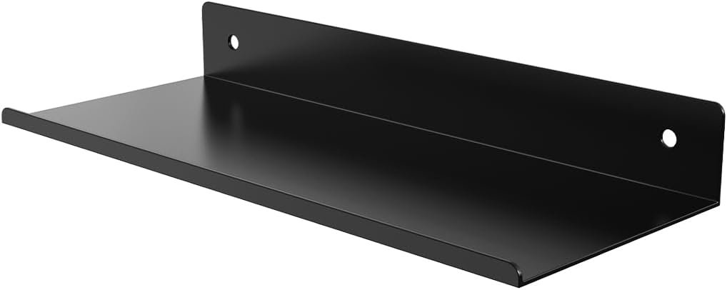 Floating Shelves for Wall Mounted for Bathroom,Metal Shelving Bedroom,Living Room,Kitchen,Small Hanging Shelf for Books/Storage Rack/Room Decor with 20lbs Capacity Black,12x5 inch(30x12cm) - Image 2