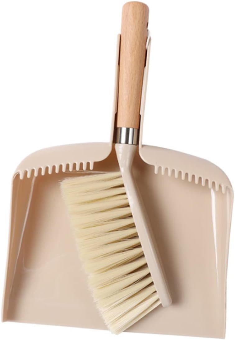 1set Mini Broom and Dustpan for Household Cleaning Compact Beige for Quick Cleanup Home Office Kitchen and Desktop Areas - Image 2