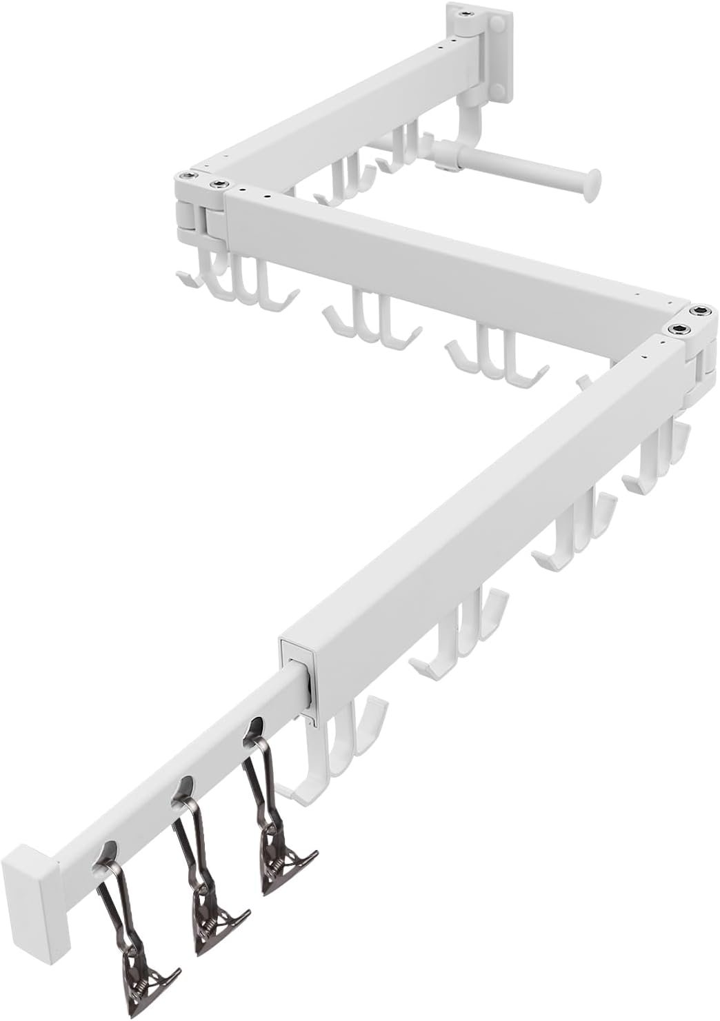 Wall Mounted Clothes Drying Rack,Drying Rack Clothing Wall Mount with Foldable Features(Tri-Fold),Space Saver,Wall Mounted Drying Rack for Laundry Balcony Bathroom (White) - Image 2