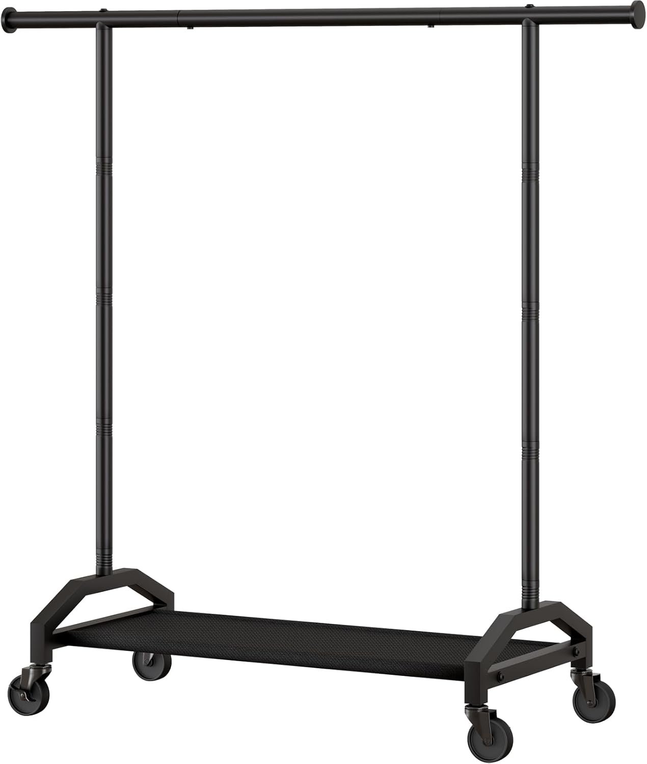 Clothes Rack Clothing Racks for Hanging Rolling Heavy Duty Coat Rack Drying Rack Clothing 200lbs Capacity 3" Industrial Wheels, 1" Pipe,Rolling Garment Rack Black - Image 2