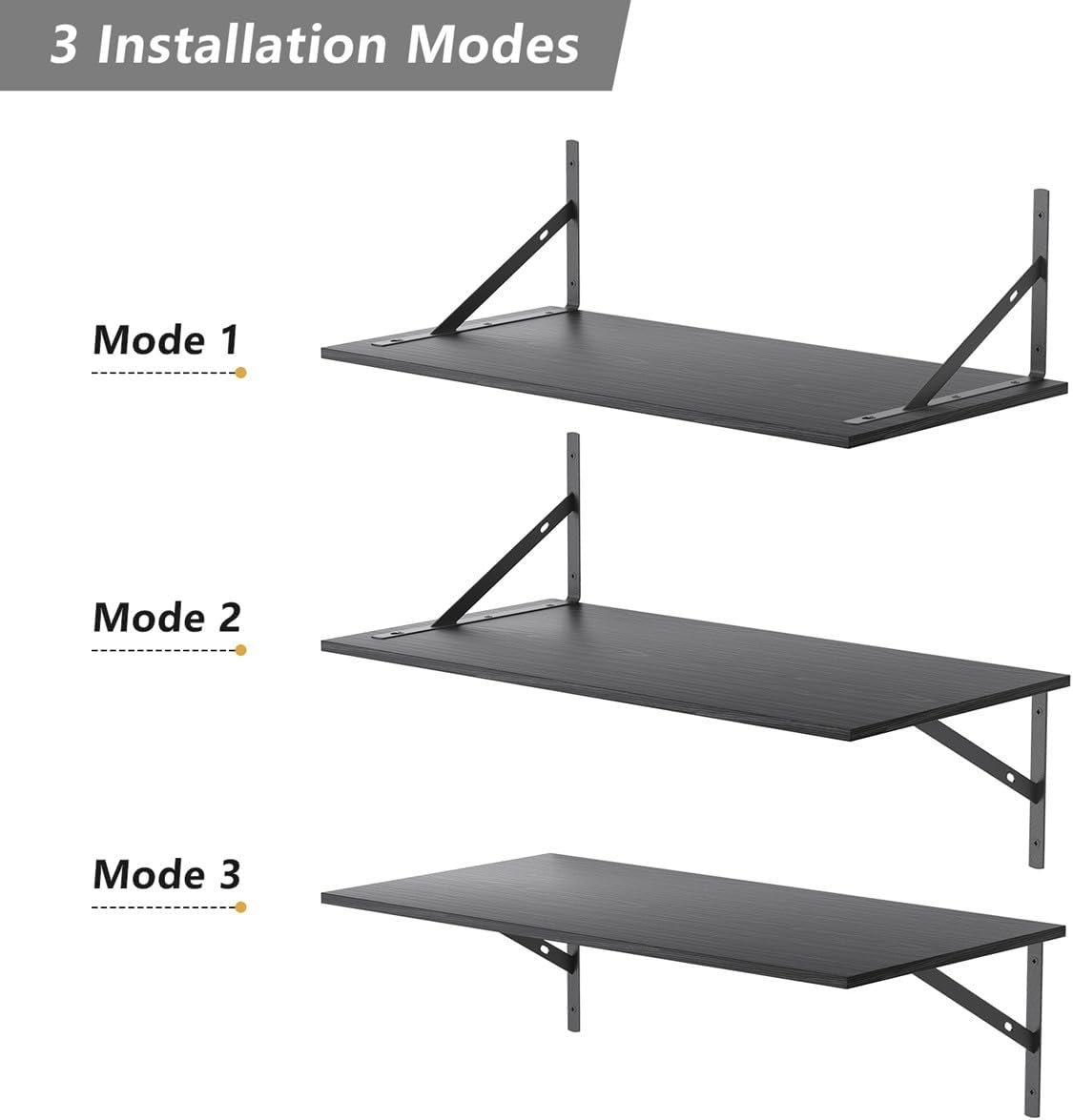 12 Inch Deep Floating Shelves for Wall Set of 3, 24W x 12D Black Floating Shelves, Wide Floating Wall Mounted Shelves for Living Room, Kitchen, Office, Bedroom, Bathroom, Laundry Room - Image 6