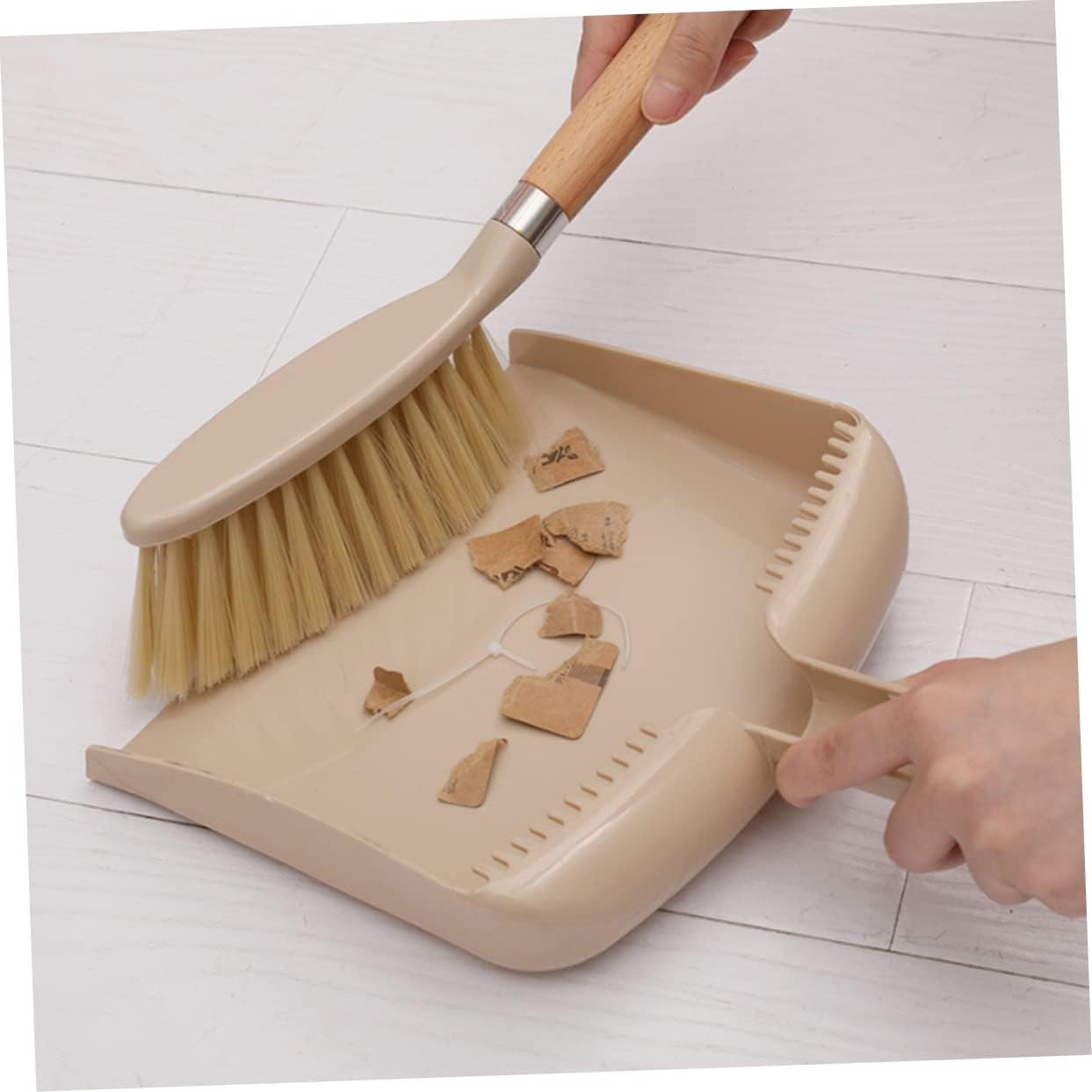 1set Mini Broom and Dustpan for Household Cleaning Compact Beige for Quick Cleanup Home Office Kitchen and Desktop Areas - Image 3