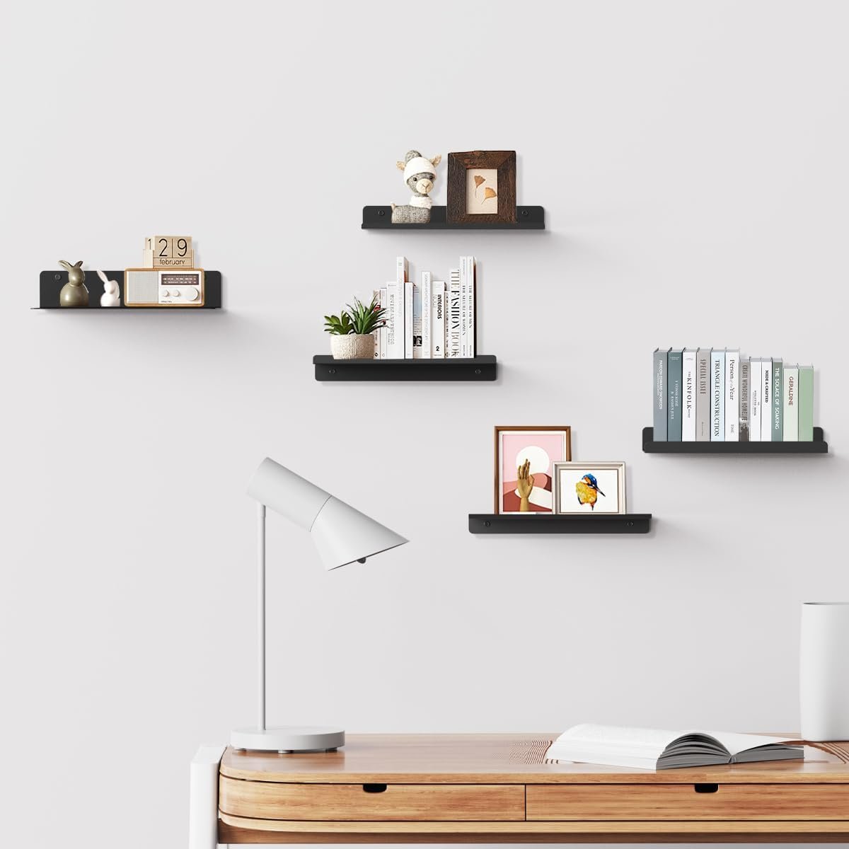 Floating Shelves for Wall Mounted for Bathroom,Metal Shelving Bedroom,Living Room,Kitchen,Small Hanging Shelf for Books/Storage Rack/Room Decor with 20lbs Capacity Black,12x5 inch(30x12cm) - Image 5