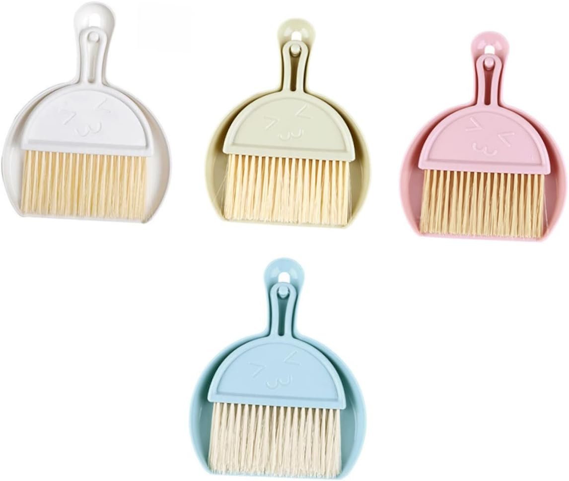4 Sets Mini Dust Brush and Dustpan Multi Function Handheld Cleaning Accessory for Quick Cleanup Desks Countertops and Pet Areas Compact Broom and Dustpan - Image 2
