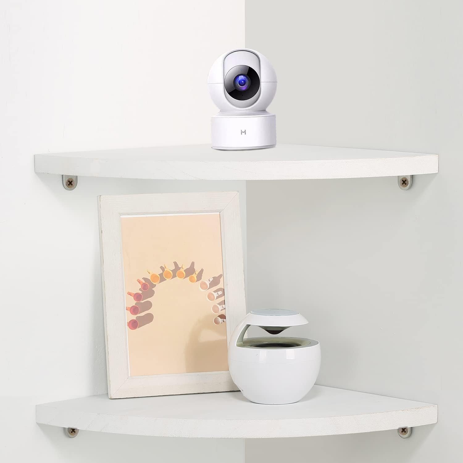 10 inch Corner Wall Shelf Set of 2, Solid Wood Corner Floating Shelves for Wall, Round End Wall Mounted Floating Shelf for Bedroom, Living Room and Kitchen (White-10 inch) - Image 2