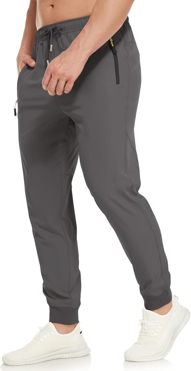 SPOSULEI Mens Joggers Lightweight Athletic Hiking Pants Quick Dry Running Track Gym Sweatpants with Zipper Pockets - Image 2