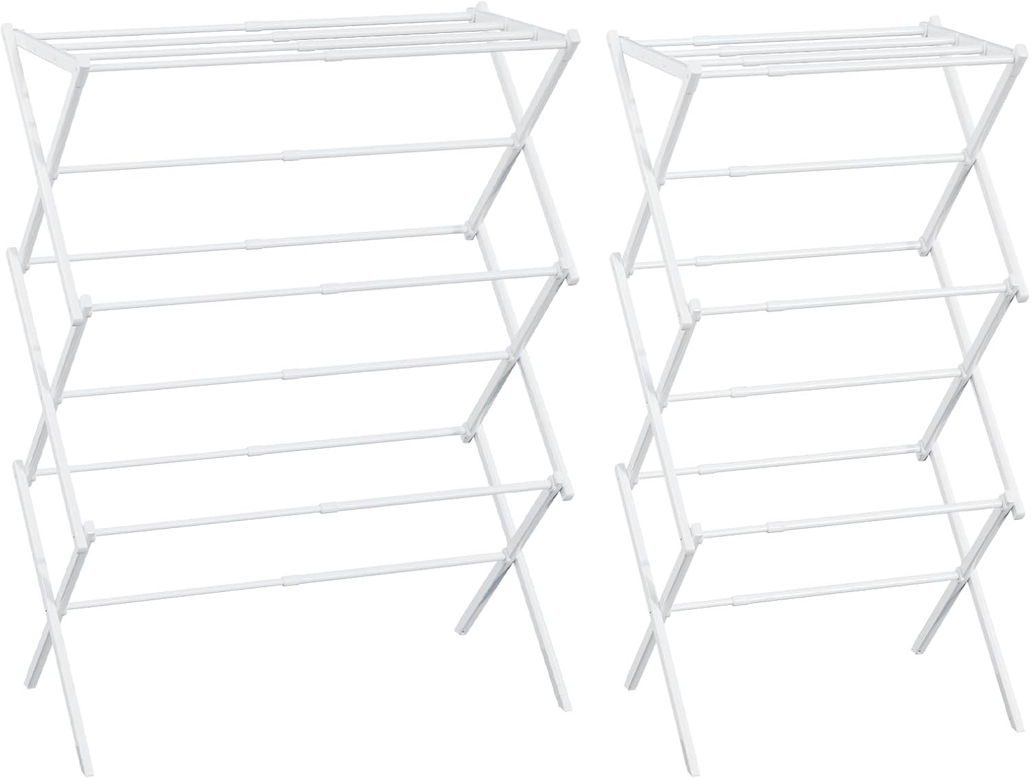 Foldable Drying Rack Clothing, 3-Tier Portable Clothes Drying Racks for Indoor & Outdoor, Anti-Rust Compact Laundry Rack Collapsible, White 29" D x 14" W x 41" H - Image 8
