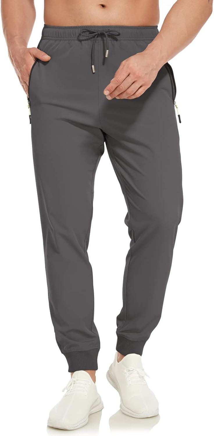 SPOSULEI Mens Joggers Lightweight Athletic Hiking Pants Quick Dry Running Track Gym Sweatpants with Zipper Pockets - Image 3