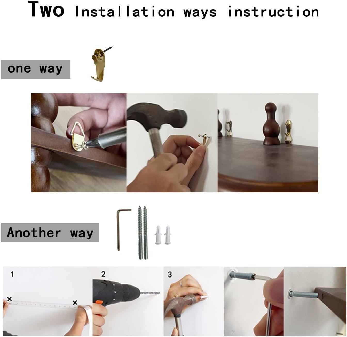 FRIADE 2-Tier Wall Mounted Floating Shelf with Two Roman Column,Decorative Display Shelf for Entrance,Bathroom, Bedroom, Living Room, Kitchen,Office (Dark Brown) - Image 7