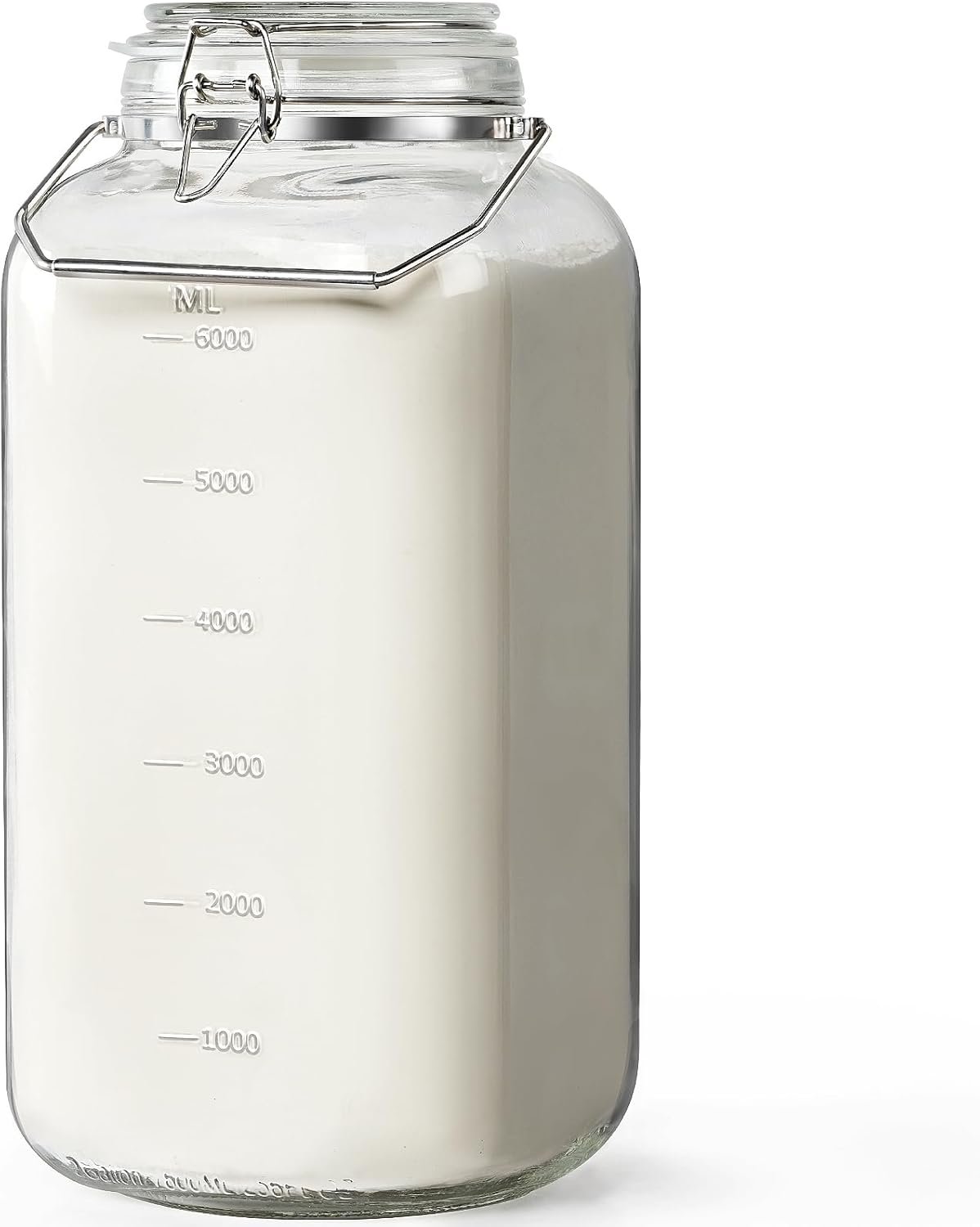 2 Gallon Glass Jar with Airtight Lid, 1 Pack Glass Storage Jars with Sturdy Stainless Steel Handle(256 FL Oz), Wide Mouth Jar, Flour Sugar Storage Containers for Rice, Cereals, Oats, Flour - Image 2