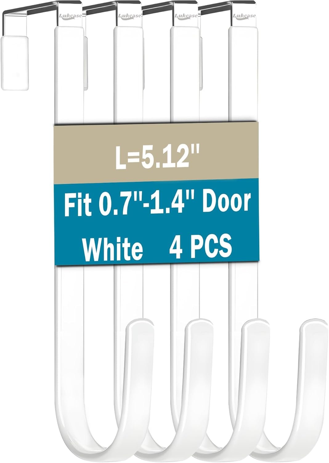 Over The Door Hooks, 4 Pack Steel Door Hangers Hook w/Rubber Coating, Fit 0.7''-1.4'' Door Width, Organizer for Living Room, Bedroom, Bathroom, Kitchen Hanging Clothes, Towels, Hat, Bag - Image 2