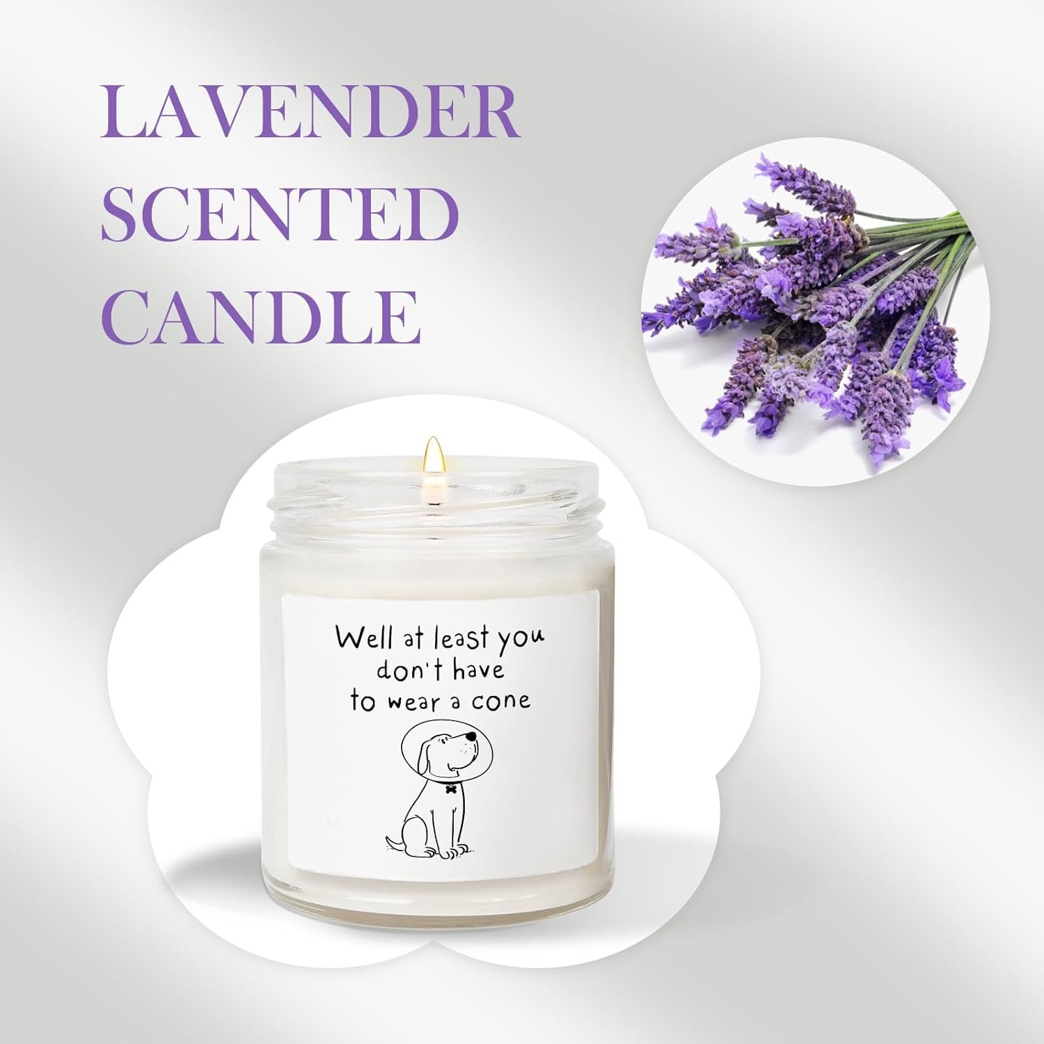 Get Well Soon Gifts for Women Men, Get Well Gifts for Women After Surgery, at Least You Don't Have to Wear A Cone Lavender Scented Candle for Home Decor, Surgery Recovery Gift for Woman - Image 6