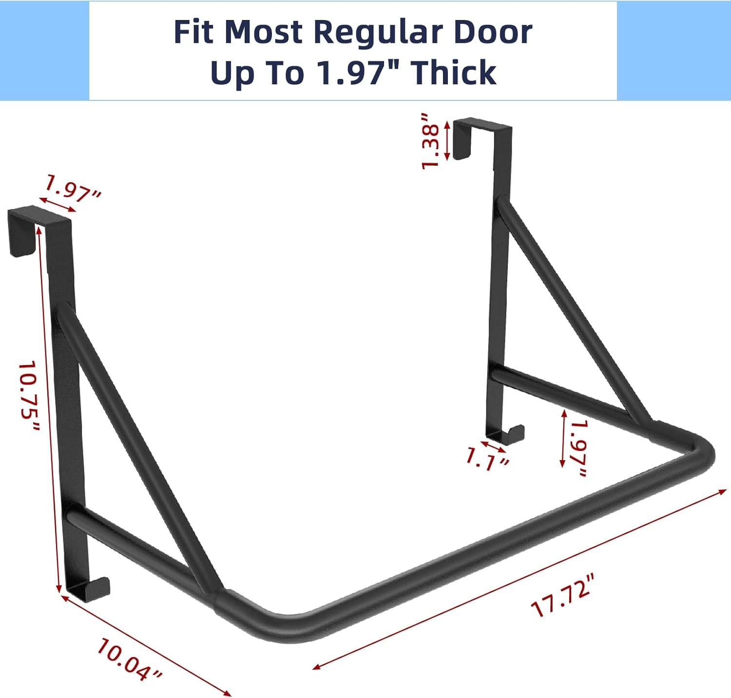 Over The Door Clothes Hanger Rod, Metal Over The Door Hanger for Coat, Clothes Drying Rack for Door for Laundry, Bedroom, Washroom, Fits Door Up to 1.97", Black - Image 5