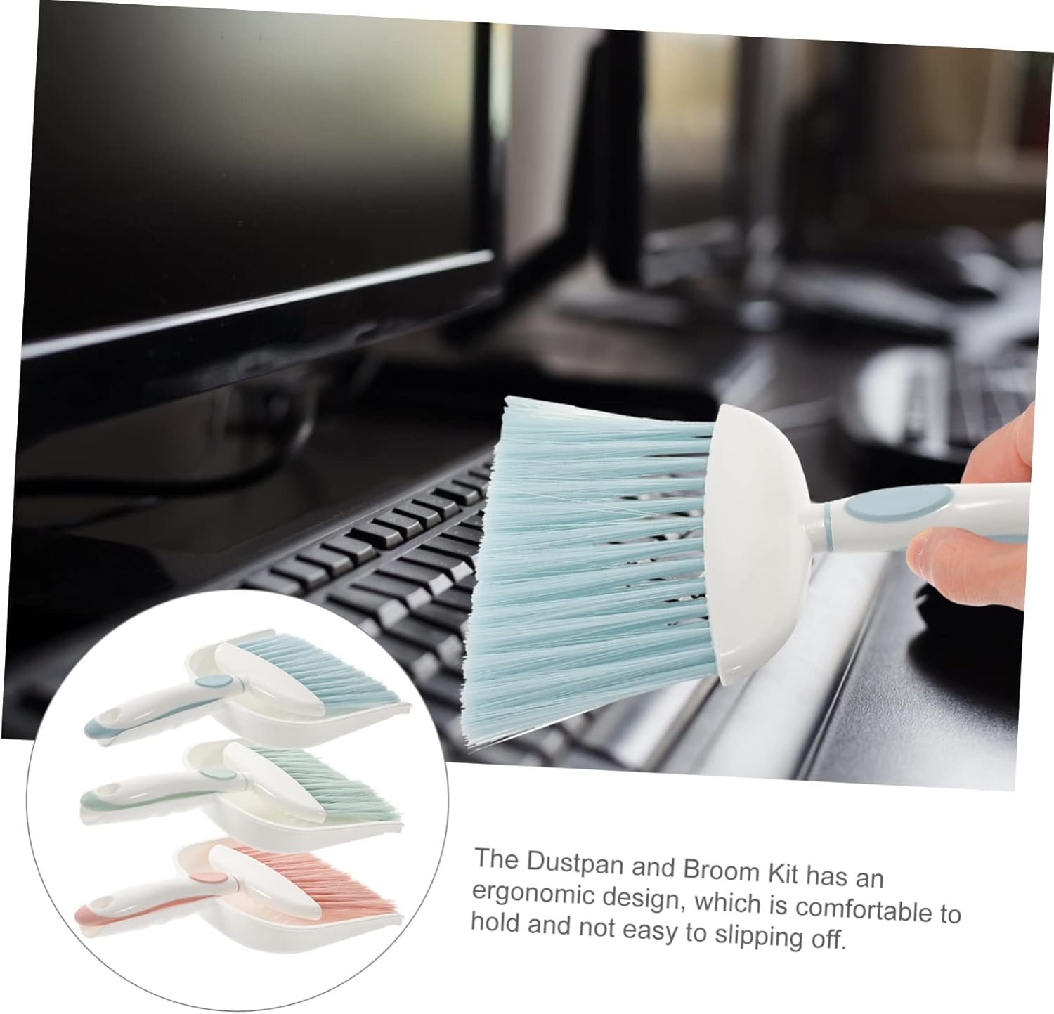 3-Piece Mini Dustpan and Brush Set Portable Whisk Broom for Home Cleaning Lightweight Handheld Broom Dustpan Combo for Quick Cleanups - Image 3