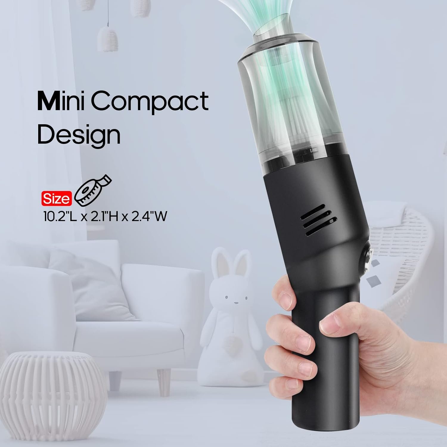 Portable Mini Car Vacuum Cleaner, High Power Cordless(400g) Handheld Rechargeable Vacuum Cleaner for Desk V06 - Image 3
