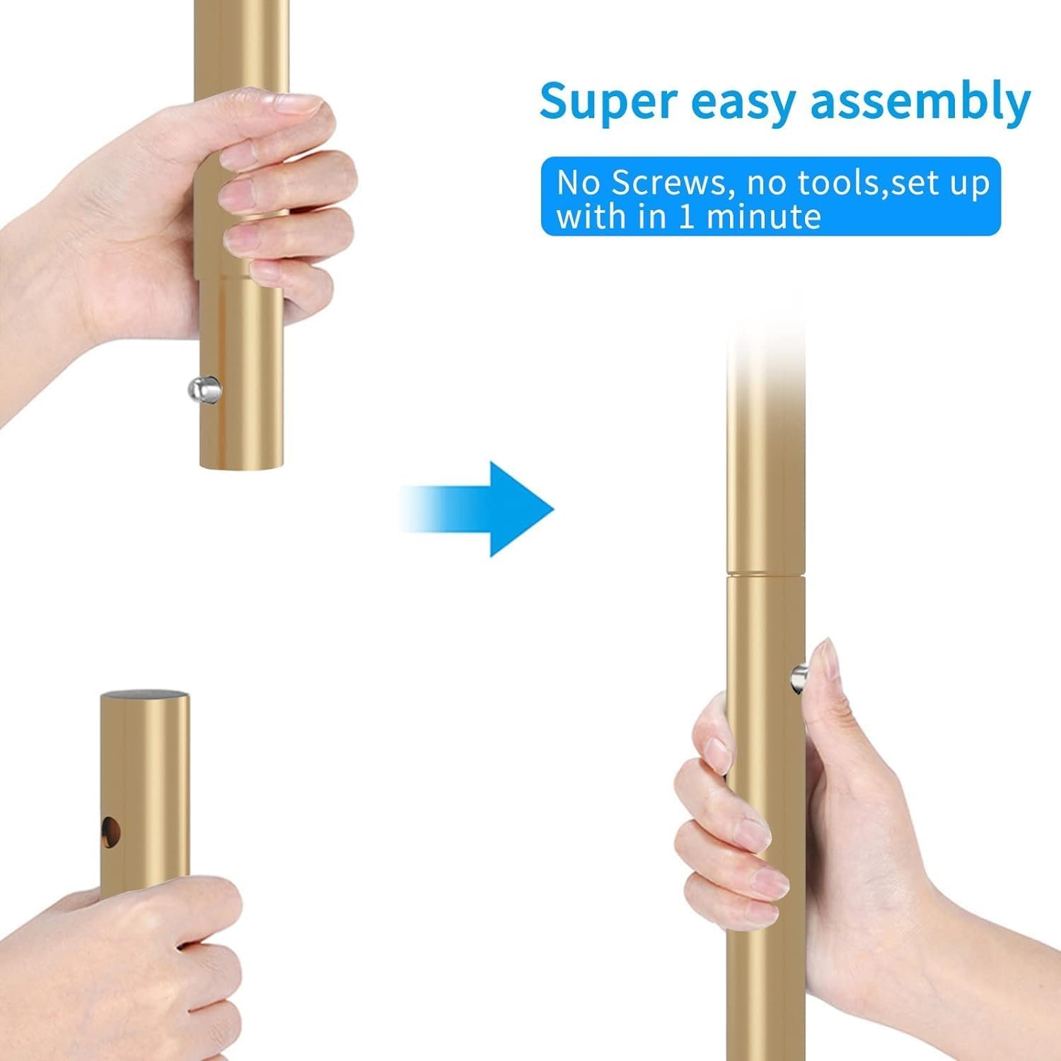 Simple Trending Standard Clothes Garment Rack, Clothing Rolling Rack with Mesh Storage Shelf on Wheels, Golden Yellow - Image 5