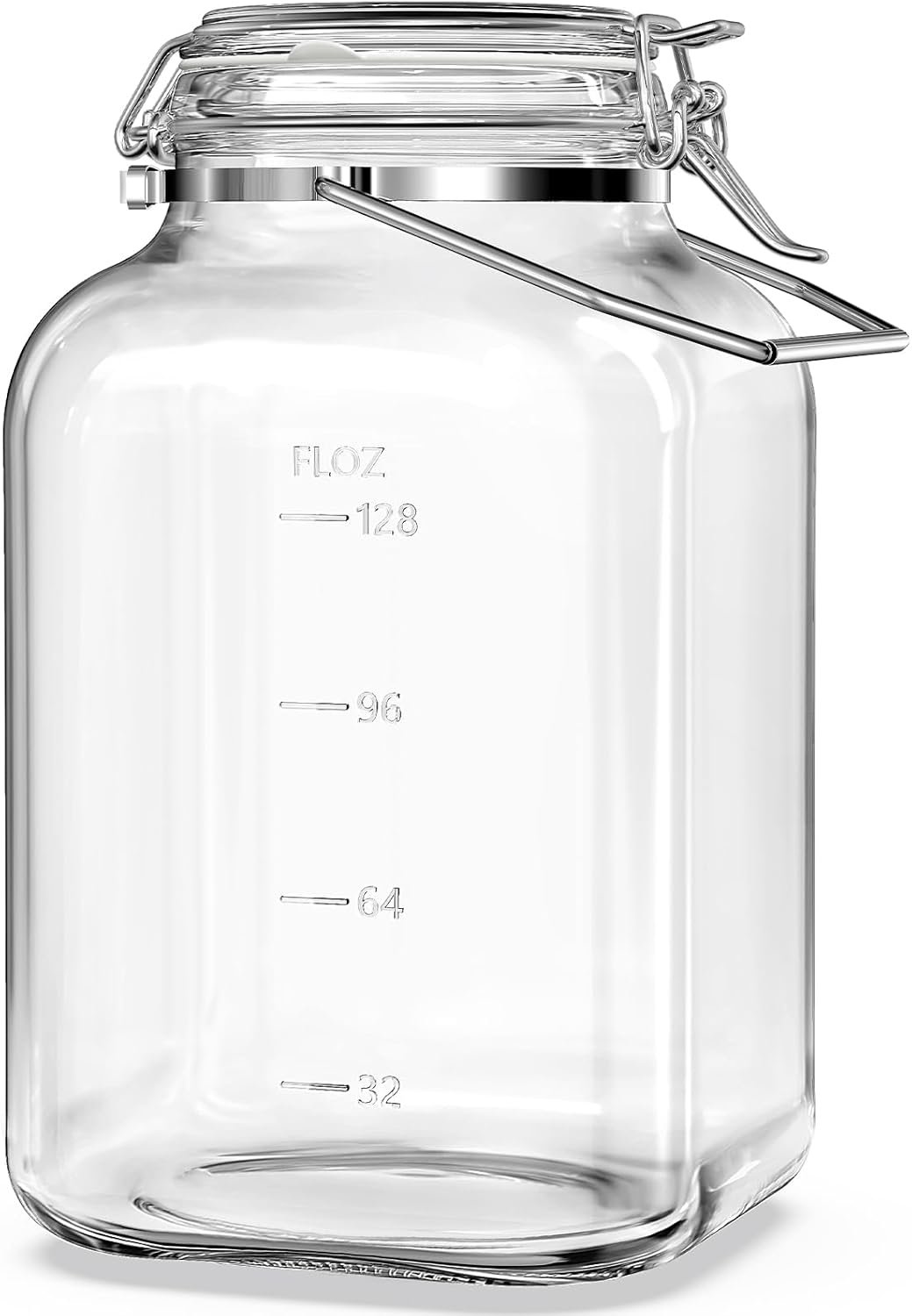 Folinstall 1.5 Gallon Glass Jar with Airtight Lid, Square Wide Mouth Mason Jars with Stainless Steel Handle, Large Glass Storage Containers for Canning, Flour, Sugar, Fermentation, Rice, Pickled Eggs - Image 2