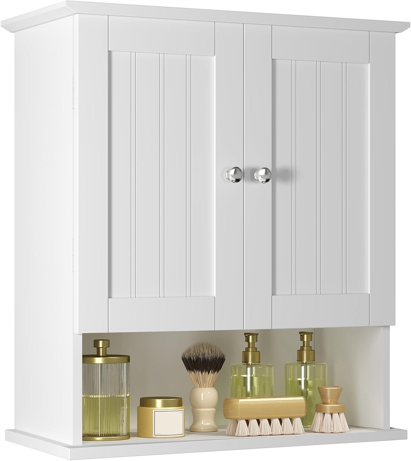 ChooChoo Kitchen Cabinet Wall Mounted, Laundry Room Cabinet with Door Shelves, Bathroom Wall Cabinet with Adjustable Shelf, Medicine Cabinet for Bathroom, Kitchen, Laundry Room, White - Image 9