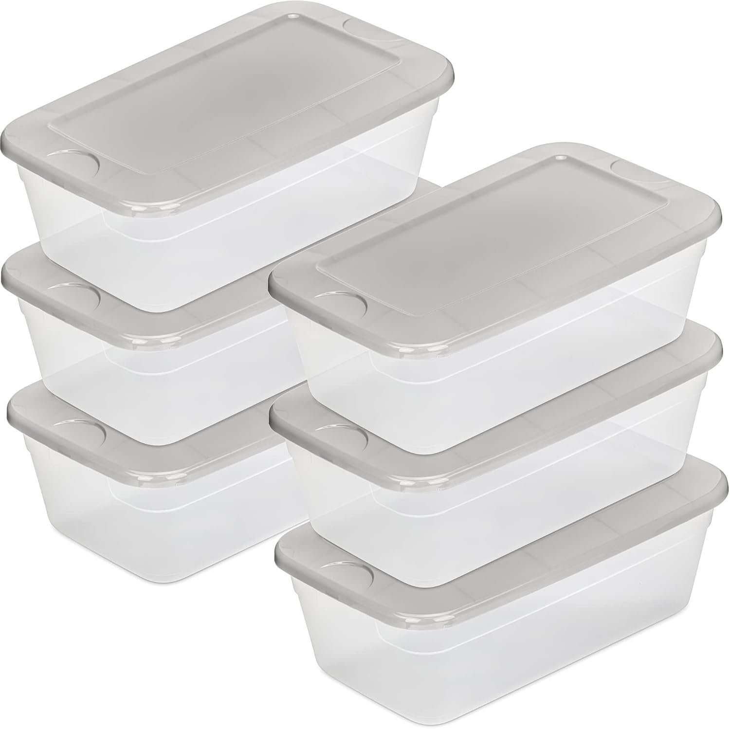 DecorRack Clear Plastic Storage Containers, 6 Quart Shoe Boxes, Stackable, Perfect for Toy Storage, Cat and Dog Food Container, Grey (6 Pack) - Image 2