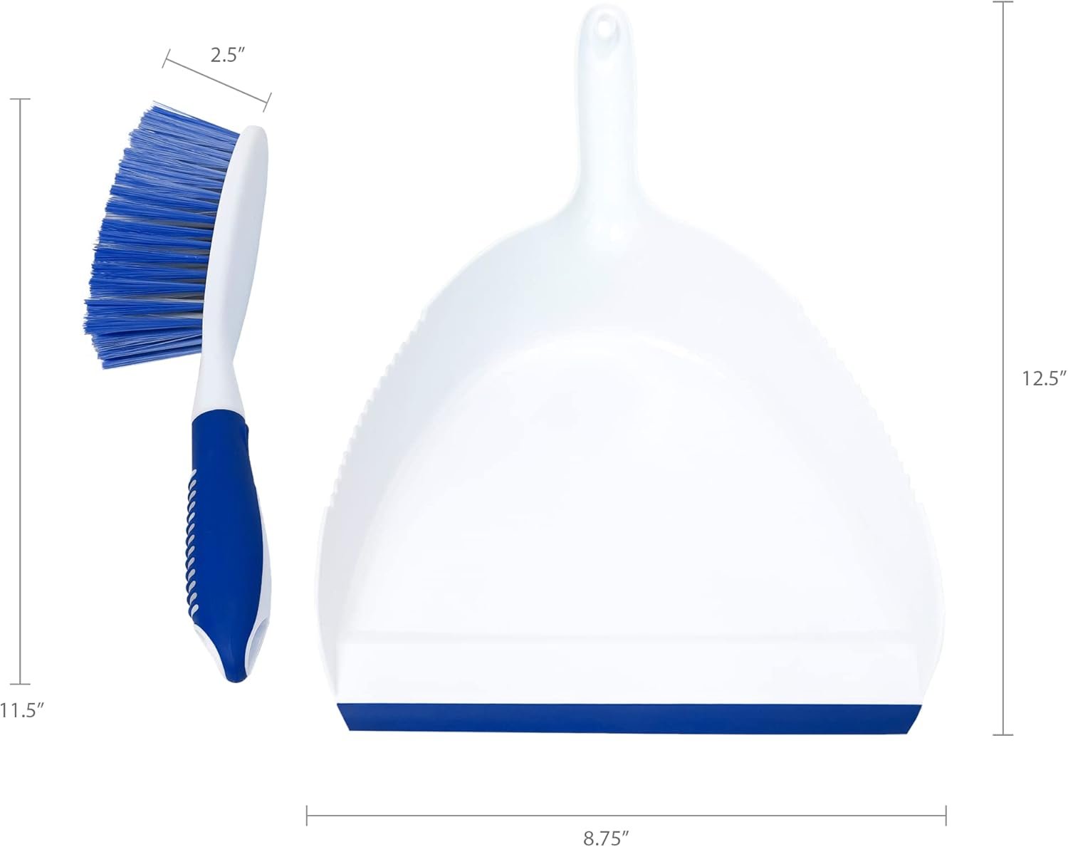 CleanAide Lightweight Compact Snap-On Dust Pan and Broom Kit for Quick Indoor Sweeping, Durable Bristles, Ergonomic Handle, Blue and White, Ideal for Home, Office, and Small Spaces, 2-Piece Set - Image 3