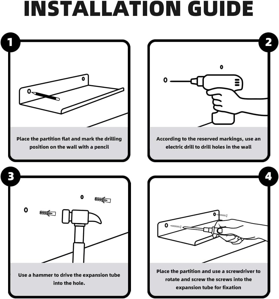 Floating Shelves for Wall Mounted for Bathroom,Metal Shelving Bedroom,Living Room,Kitchen,Small Hanging Shelf for Books/Storage Rack/Room Decor with 20lbs Capacity Black,12x5 inch(30x12cm) - Image 8