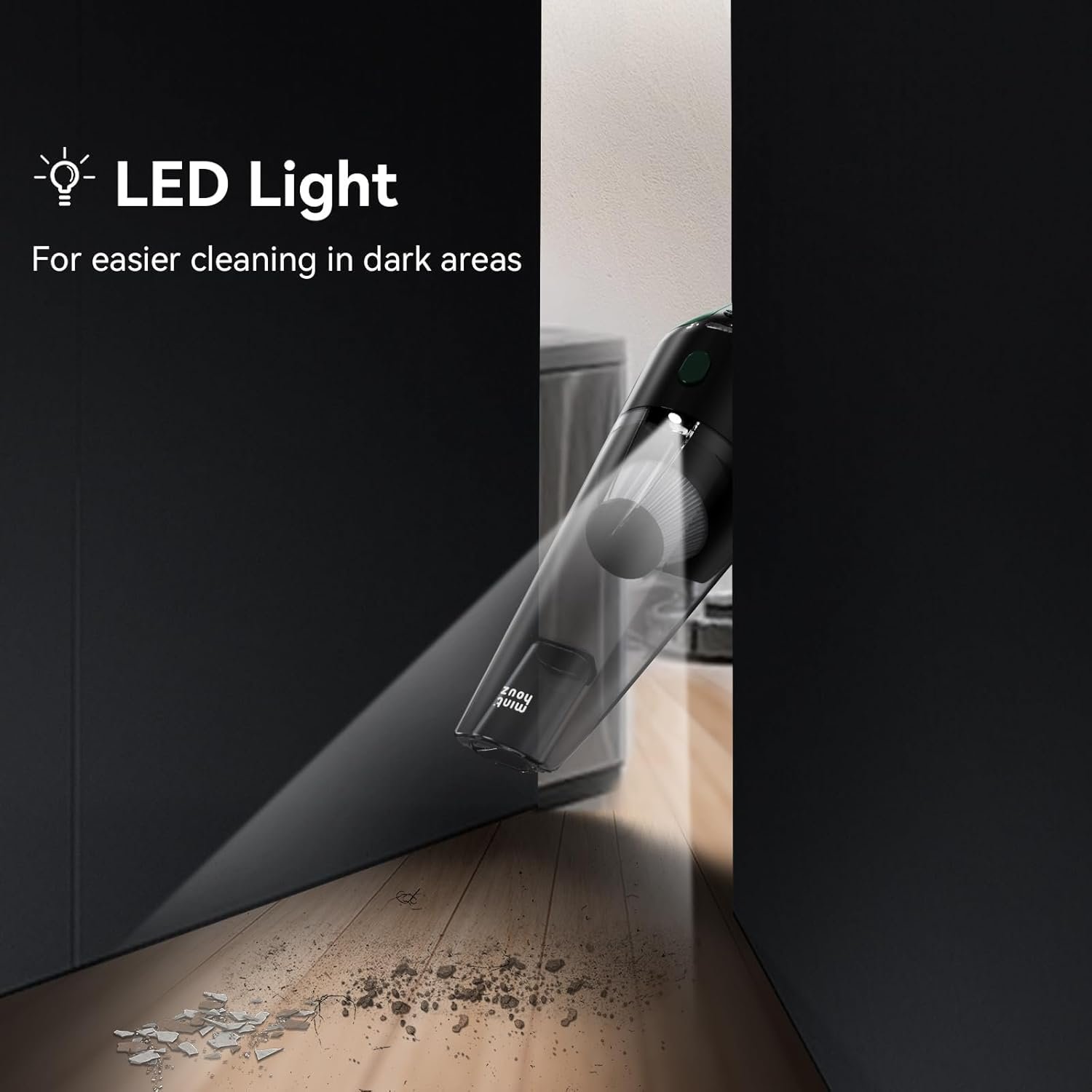 Minthouz Handheld Vacuum Cordless, Strong Suction Car Vacuum Cleaner with LED Light, Long Runtime Hand Vacuum Cordless Rechargeable, Hand Held Vac with Charging Base for Home/Car/Pet/Office - Image 6