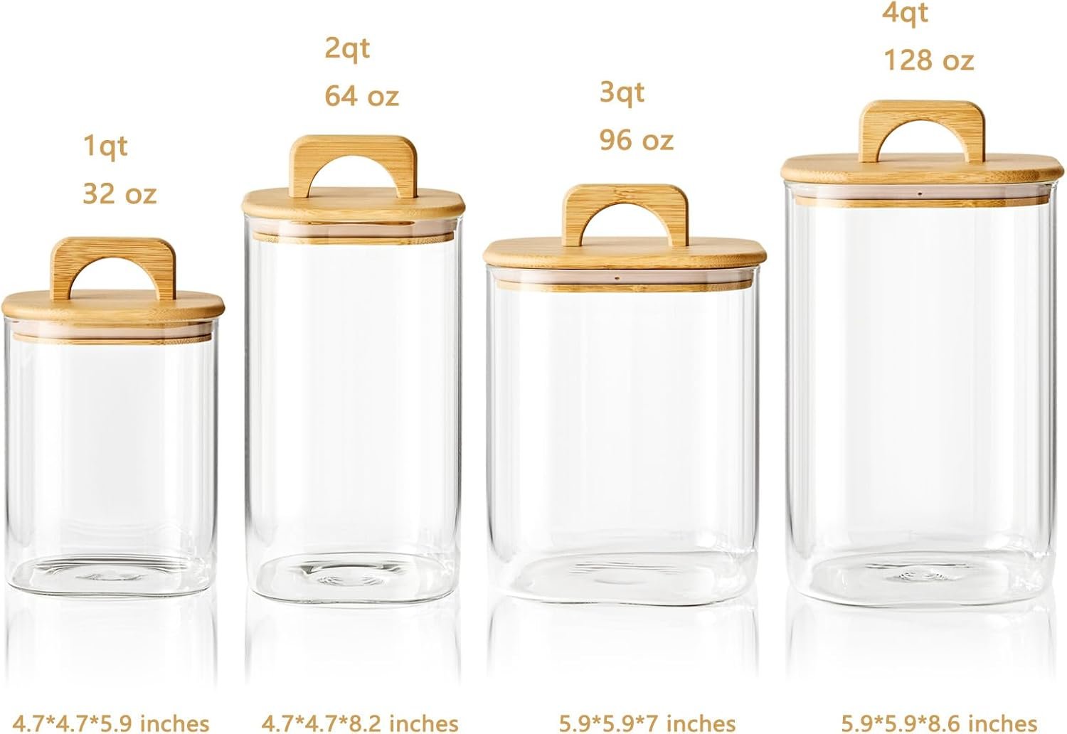 Sweejar 3 qt Glass Jars for Laundry Room Organization, 96 oz Laundry Pods Container, Glass Food Storage Jars with Airtight Lid, 1 Pack, Hand Lid - Image 3
