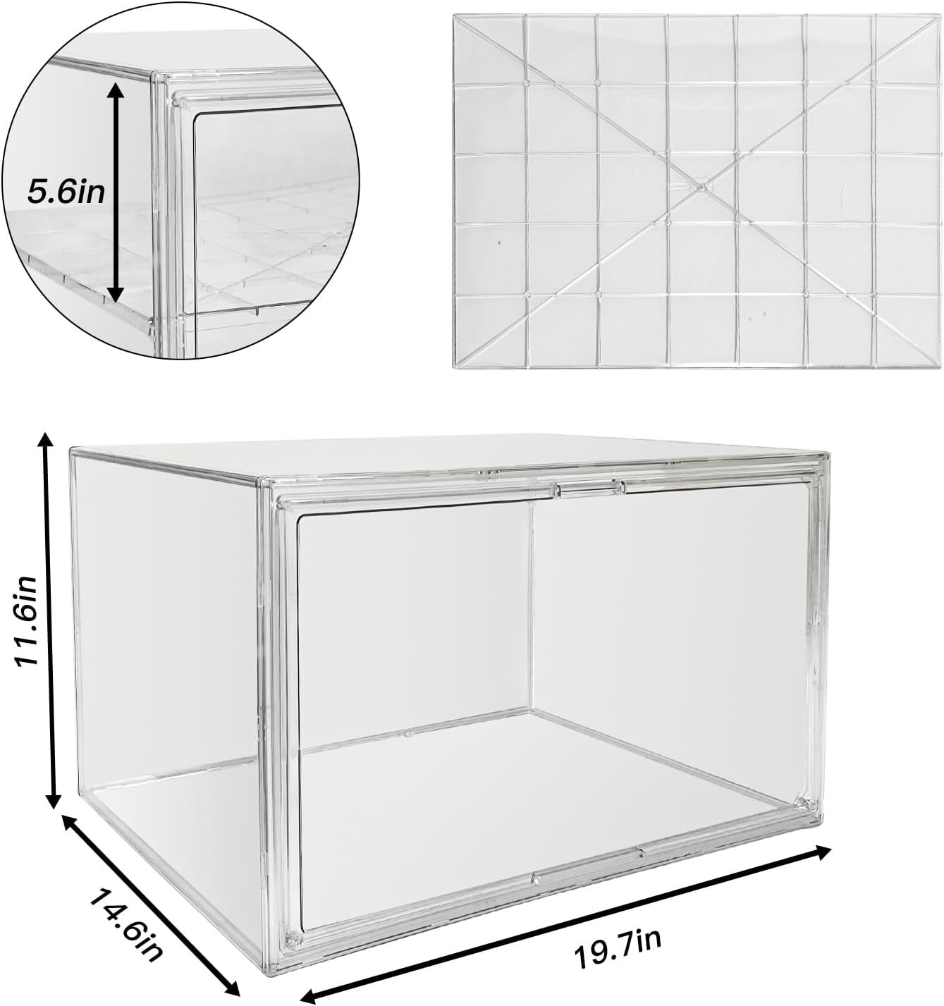 Extra Large 19.7"X14.6"X11.6" Clear Bread Box for Kitchen Counter, Acrylic Pastry Display Case Stackable Storage Container Plastic Bakery Display Case with Magnetic Door - Image 4