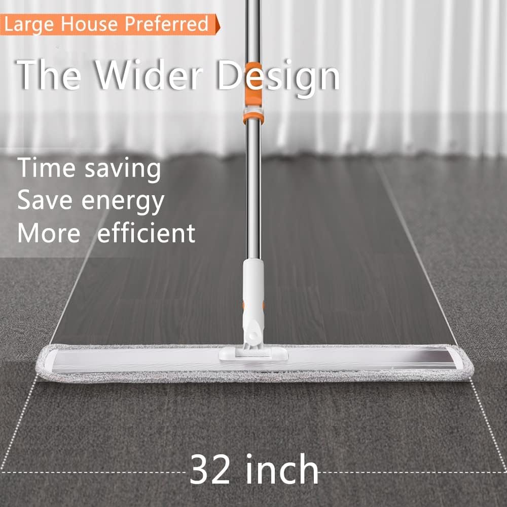 Microfiber Flat Mop 32 in Large Mops for Floor Cleaning Commercial Dust Dry Wet Mops on Hardwood Floors with 4 Washable Pads Aluminium Telescopic Long Handle Floor Cleaning Tools - Image 5
