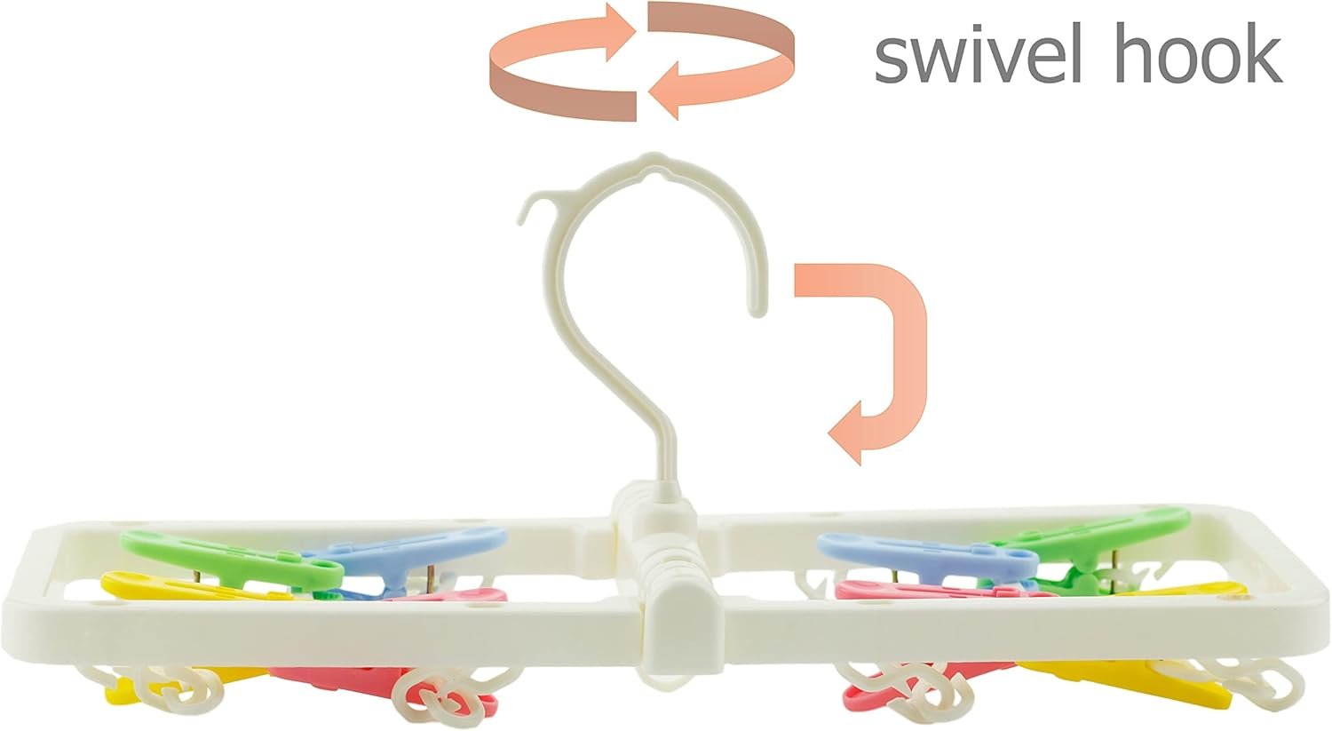 EIKS Laundry Hanger Drying Rack with 8 Clips for Towels, Bras, Baby Clothes, Gloves, Portable & Foldable & Compact Size for Travel - Image 4