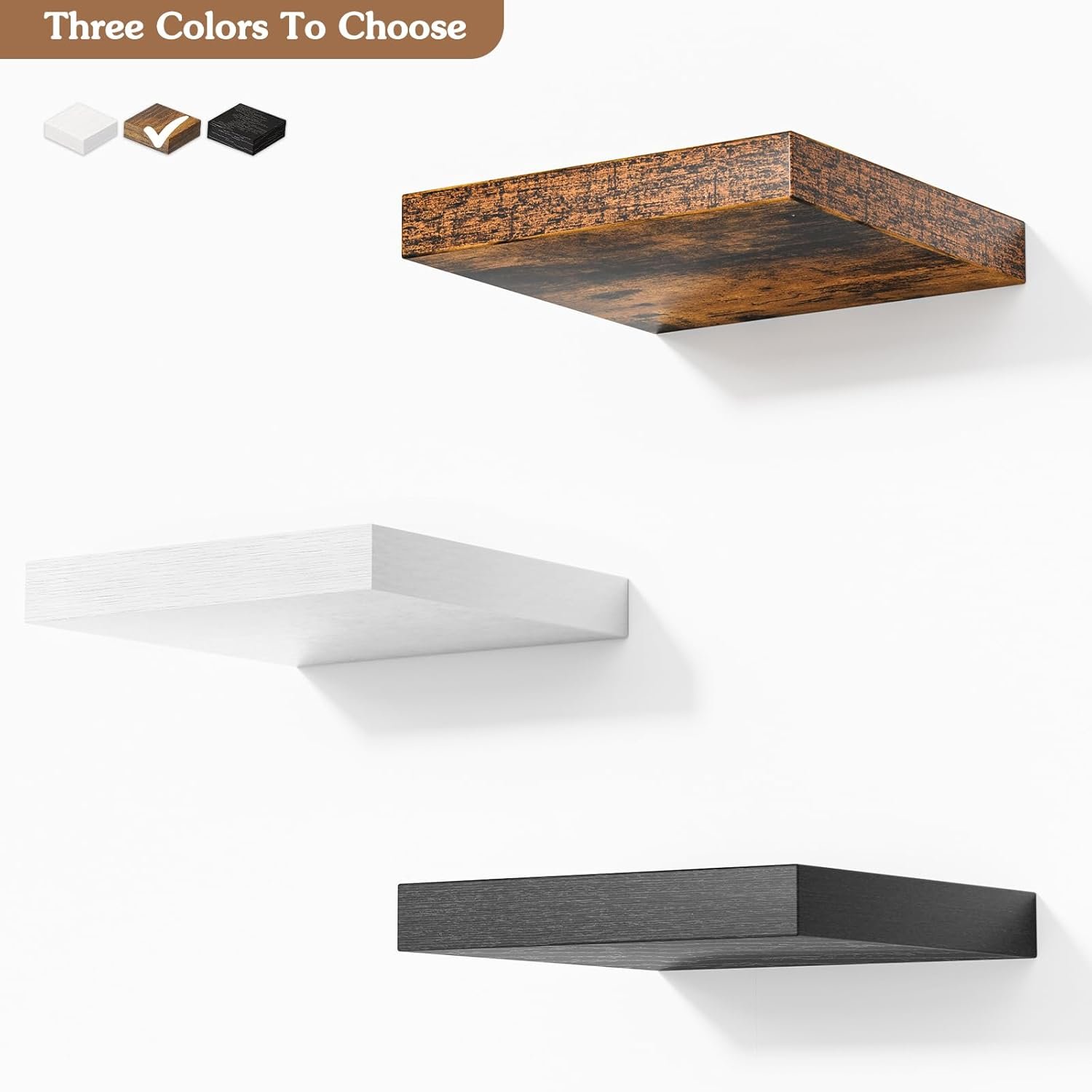 Olakee Corner Floating Shelf Set of 4, 9.84’’ Rustic Wood Wall Mounted Corner Shelf for Bathroom, Bedroom, Kitchen, Living Room, Farmhouse, Office-Heavy Duty Floating Shelves – Carbonized Black - Image 7