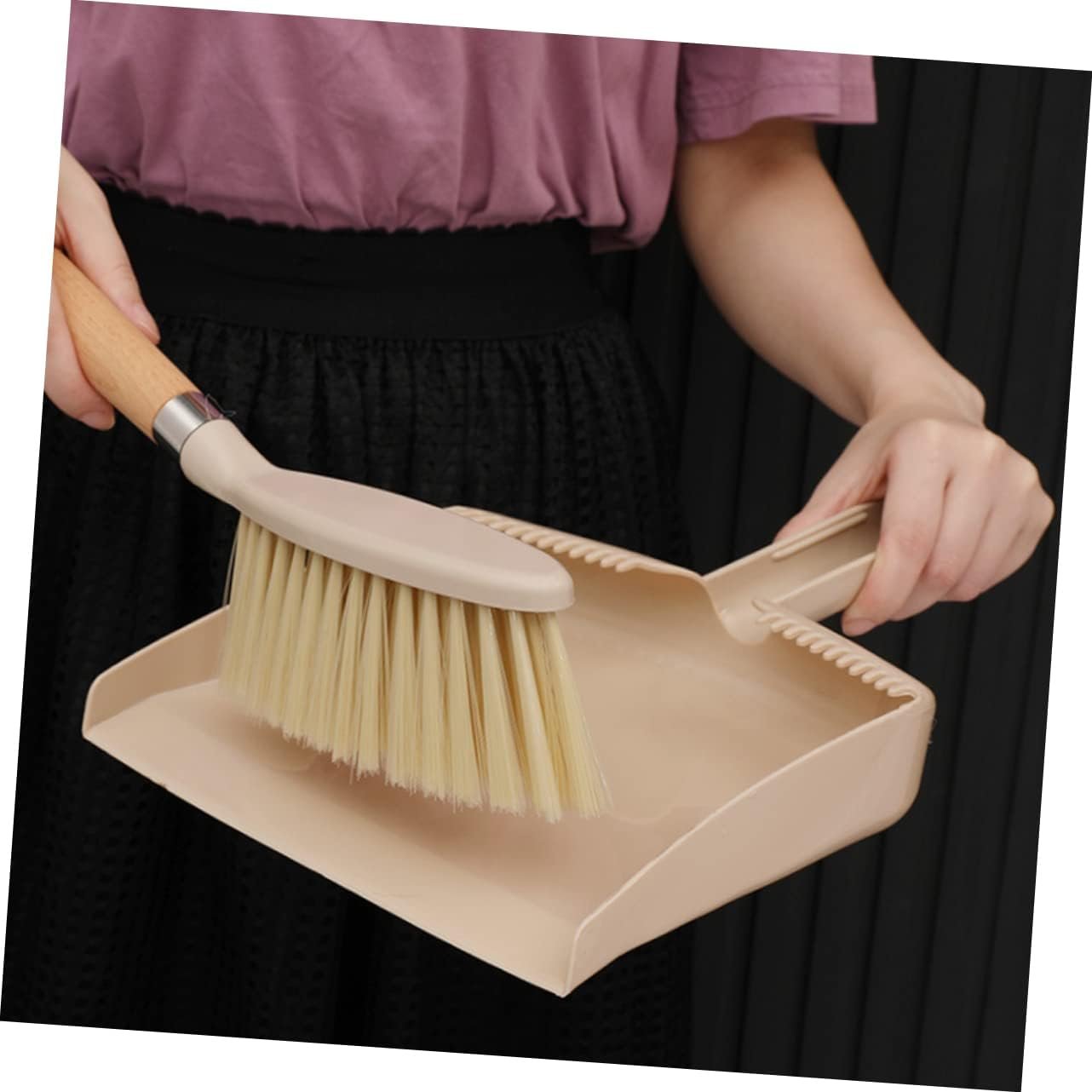 1set Mini Broom and Dustpan for Household Cleaning Compact Beige for Quick Cleanup Home Office Kitchen and Desktop Areas - Image 4