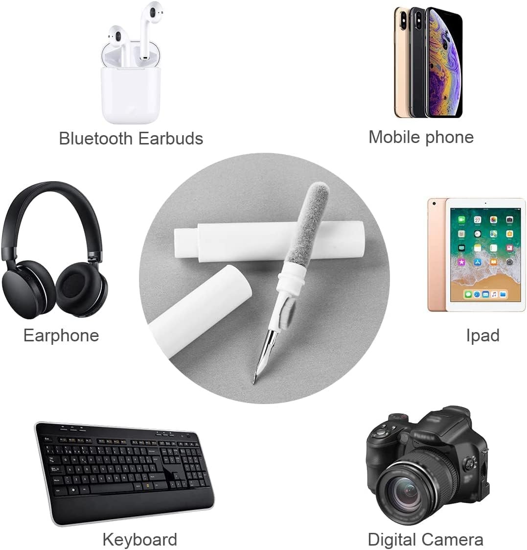 AOMIG Airpod Cleaner Kit, 3 in 1 Earbuds Cleaning kit,Phone Cleaner kit with Soft Brush for Wireless Earphones Bluetooth Headphones Charging Box Accessories, Computer, Keyboard, Camera(White) - Image 8