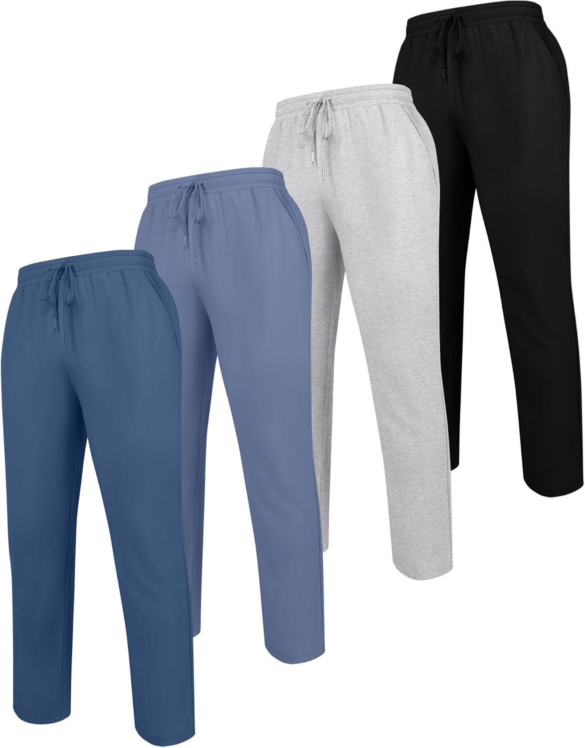 Neer 4 Pack Men's Sweatpants Joggers with Pockets Open Bottom Gym Athletic Pants Baggy Workout Casual Running Clothing - Image 3