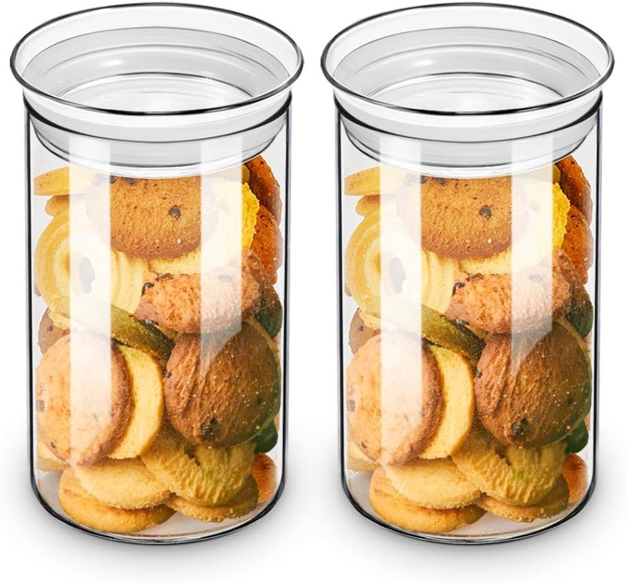 ZENS 37oz Glass Jars Set of 2, Clear Glass Kitchen Canisters with Airtight Lids, Wide Mouth Glass Storage Containers for Cereal, Coffee Beans, Loose Tea - Image 2