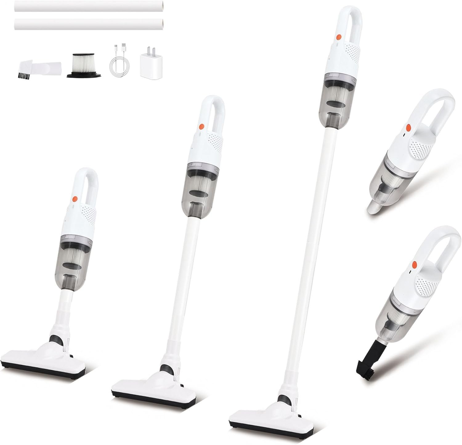 Handheld Vacuum Cleaner,Ultra-Lightweight Mini Portable Vacuums for Home, 6 in 1 Stick Vac Cleaners for Car,Pet Hair(White Cordless) - Image 2