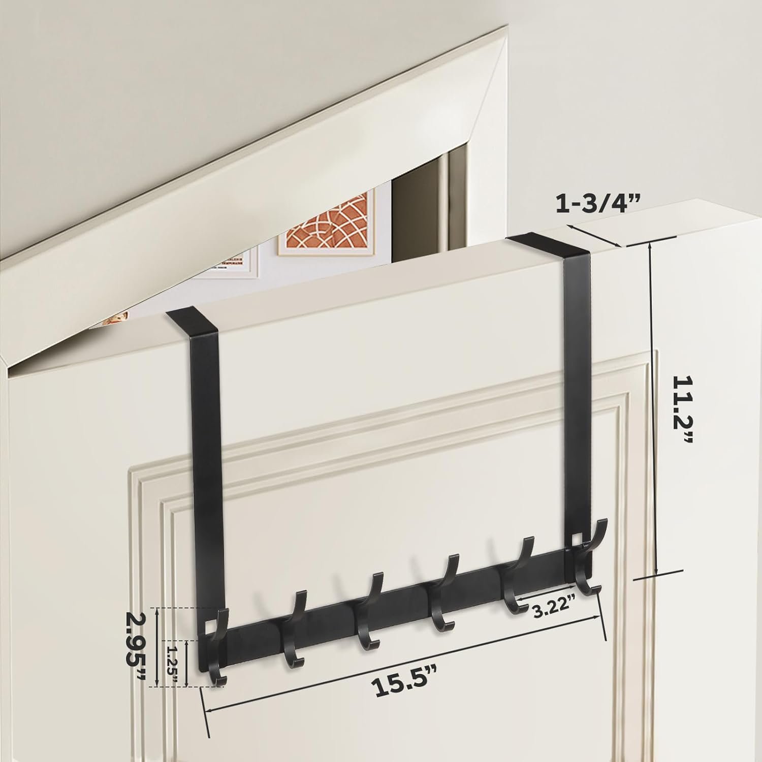 Over The Door Hooks - NO Nail Door Hanger Hook,NO Assembly REQUIERDE Coat Rack on Door with 12 Hooks,Over The Door Towel Racks for Bathroom,Bedroom,Kitchen,Hanging Towels,Coats (Black) - Image 4