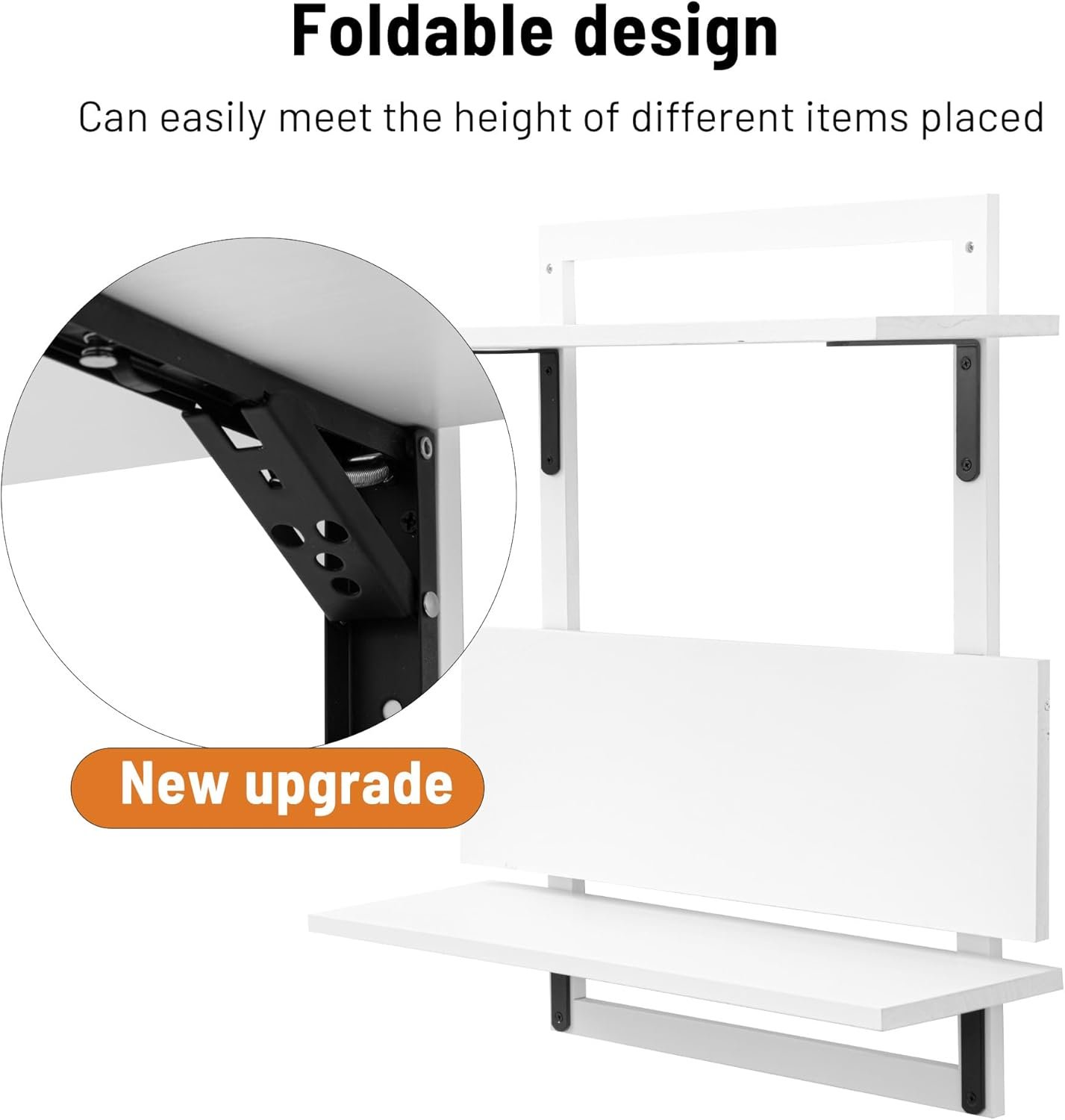 24-Inch Floating Shelves for Wall,3-Tier Wooden Wall Mounted Kitchen Shelves with Foldable Brackets,Hanging Wall Shelves for Living Room, Coffee Bar,Bedroom, Bathroom,Classic White - Image 7