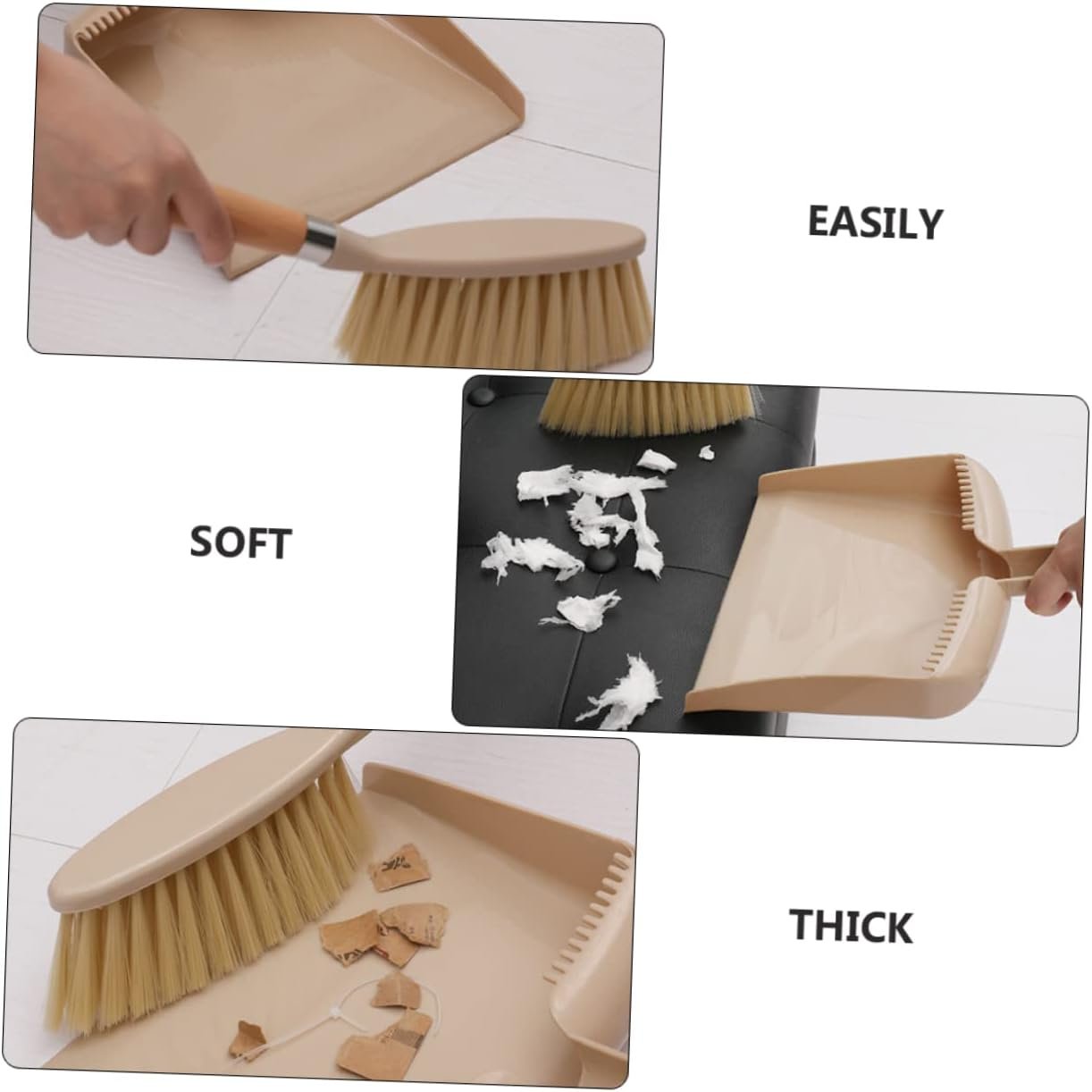 1set Mini Broom and Dustpan for Household Cleaning Compact Beige for Quick Cleanup Home Office Kitchen and Desktop Areas - Image 9