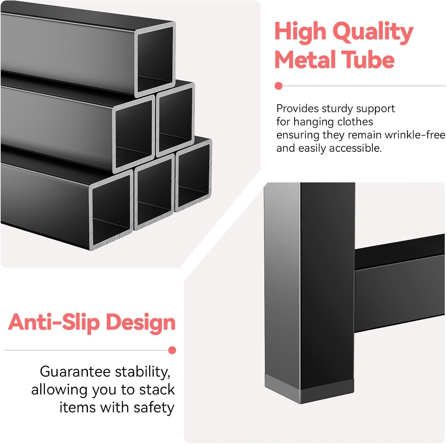 Small Clothes Rack -30" Wide Clothing Rack with 3 Shelves for Small Space, Sturdy Metal Portable Wardrobe Closet Organizer, Load 400 lbs, Black - Image 7