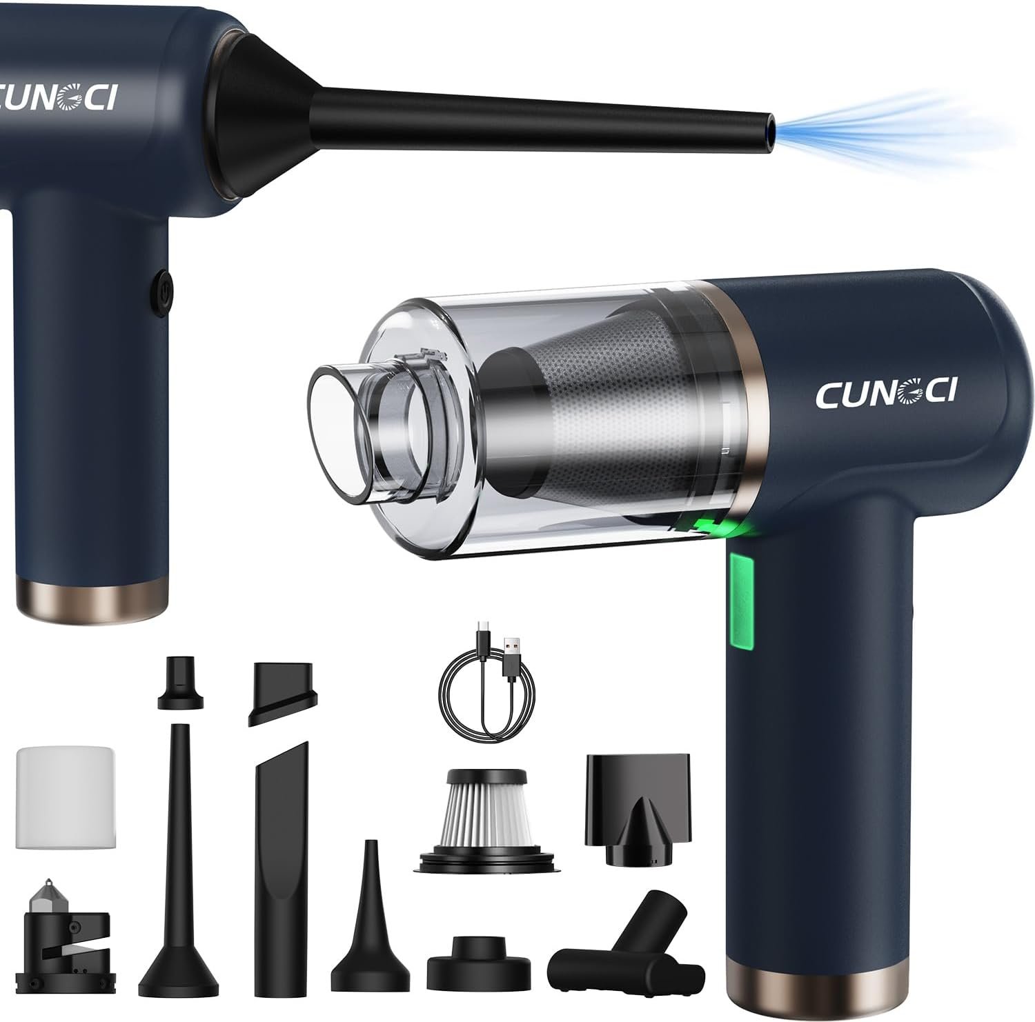 Car Vacuum Handheld Vacuum Portable Cordless, 18000Pa 5 in 1, 100W Brushless Motor, High Power Vacuum Cleaner with Window Breaker Hammer, LED Light, Multi-Nozzles for Car, Home, Pet, Office - Image 2