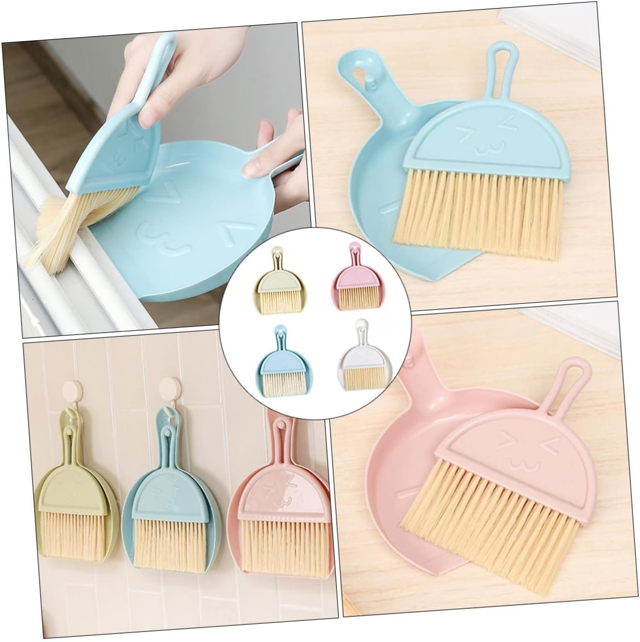 4 Sets Mini Dust Brush and Dustpan Multi Function Handheld Cleaning Accessory for Quick Cleanup Desks Countertops and Pet Areas Compact Broom and Dustpan - Image 3