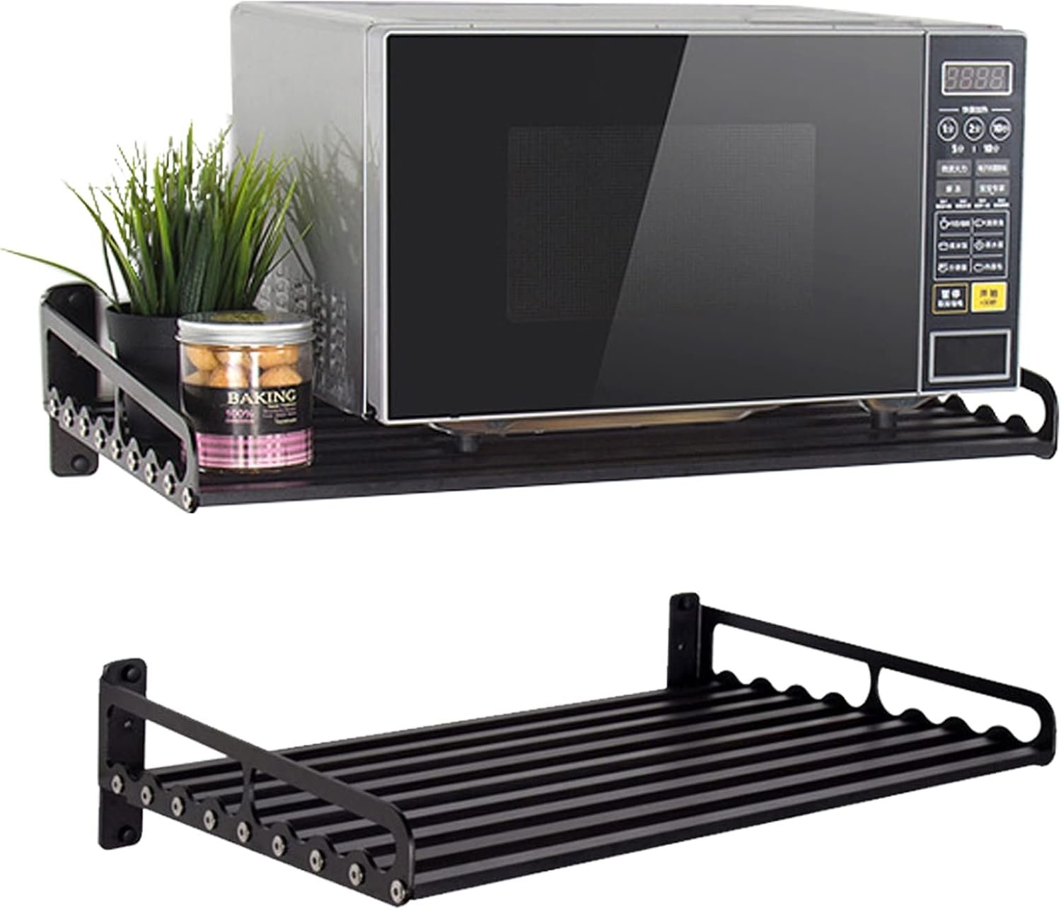 Microwave Oven Rack, 23.58“x15.52“ Shelf for Microwave Wall Mount, Wall-Mounted Electric Oven Holder Shelf Kitchen Wall Pot Pan Rack Weight Bearing 80 lbs for Electric Oven Microwave - Image 2