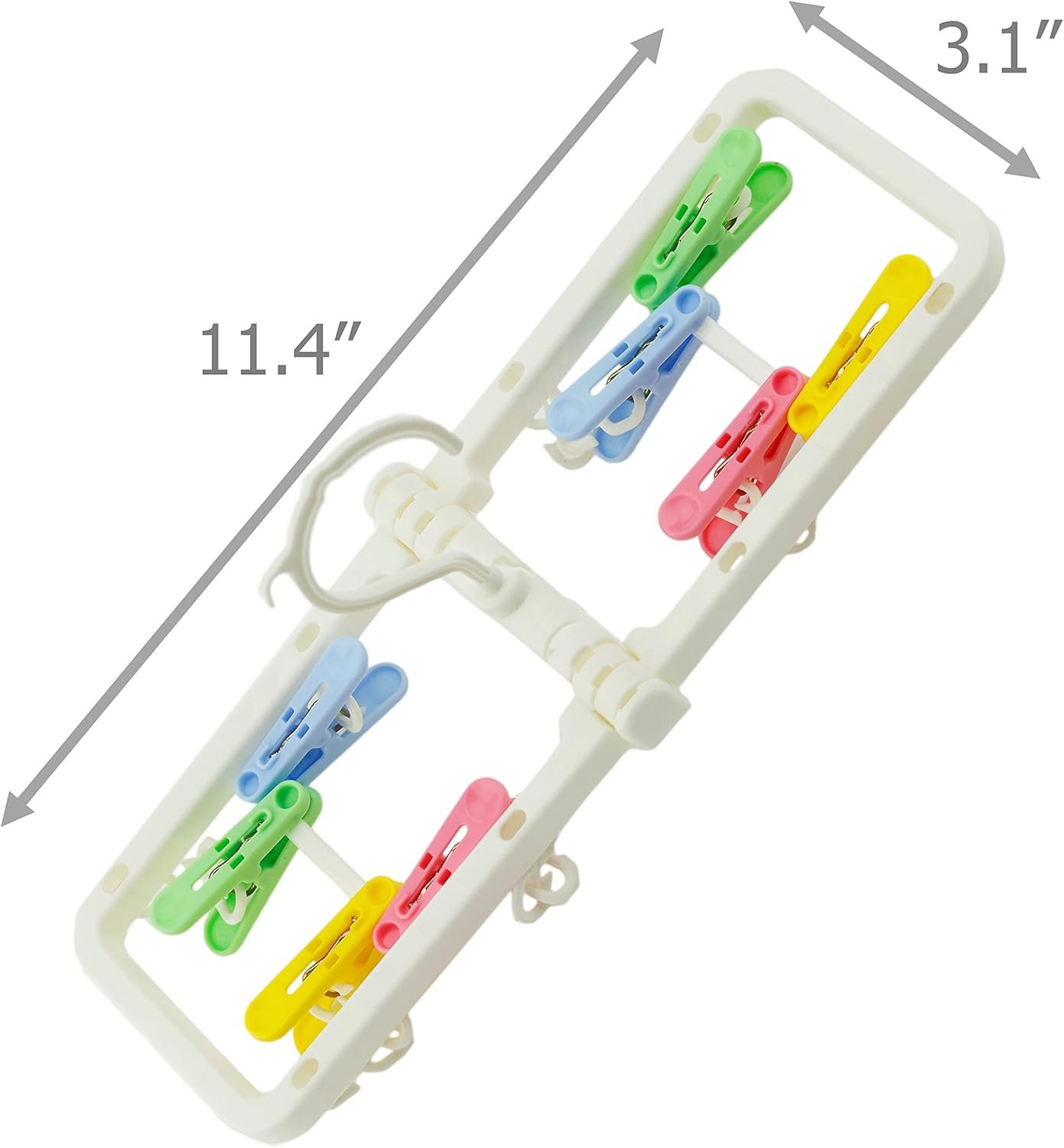 EIKS Laundry Hanger Drying Rack with 8 Clips for Towels, Bras, Baby Clothes, Gloves, Portable & Foldable & Compact Size for Travel - Image 3