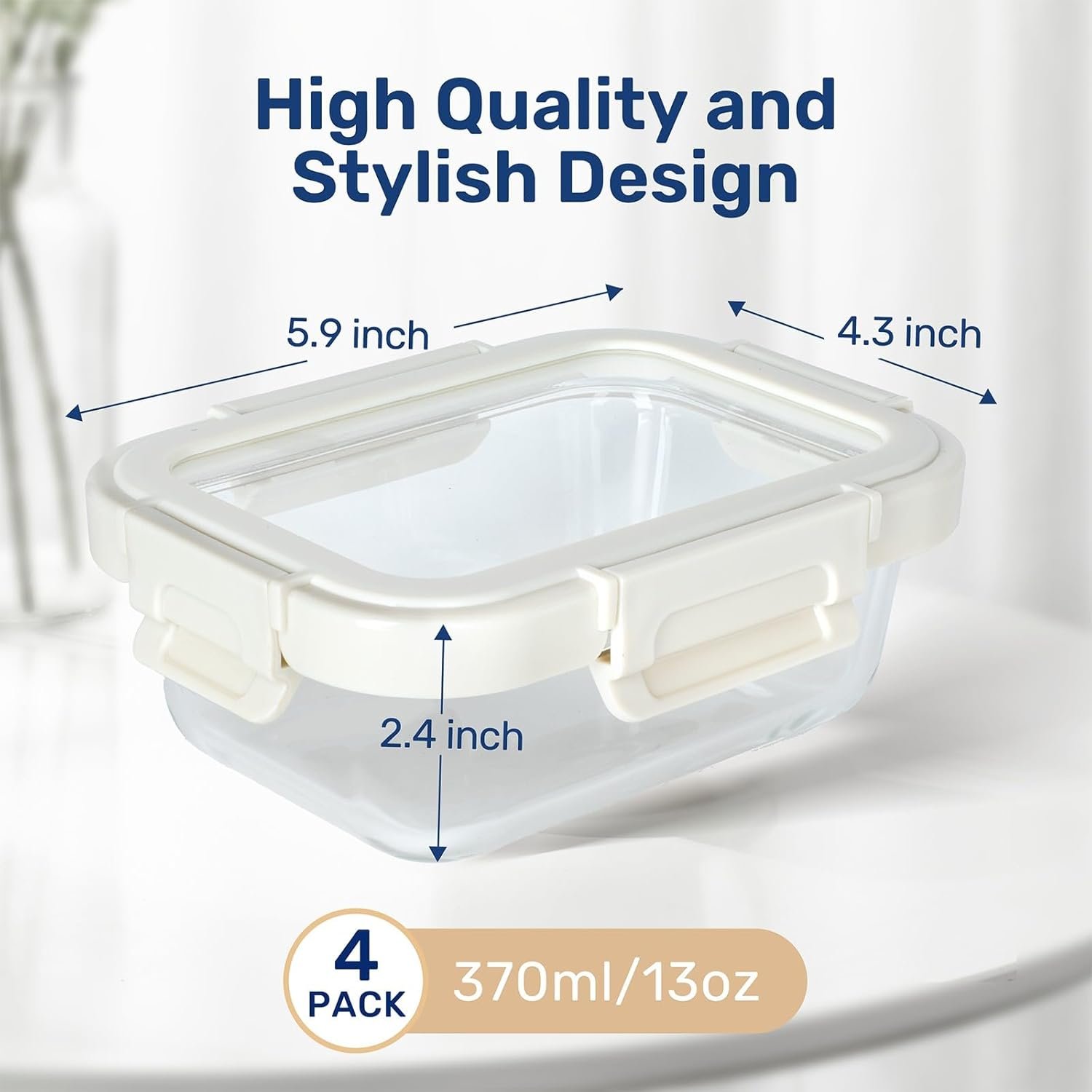 Simple Deluxe Food Meal Prep Containers with Exclusive Glass Lids, Glass Storage Containers with Lids, BPA-Free, Glass Lunch Boxes for Lunch, Pantry Organizers and Storage, Freezer to Oven Safe - Image 5