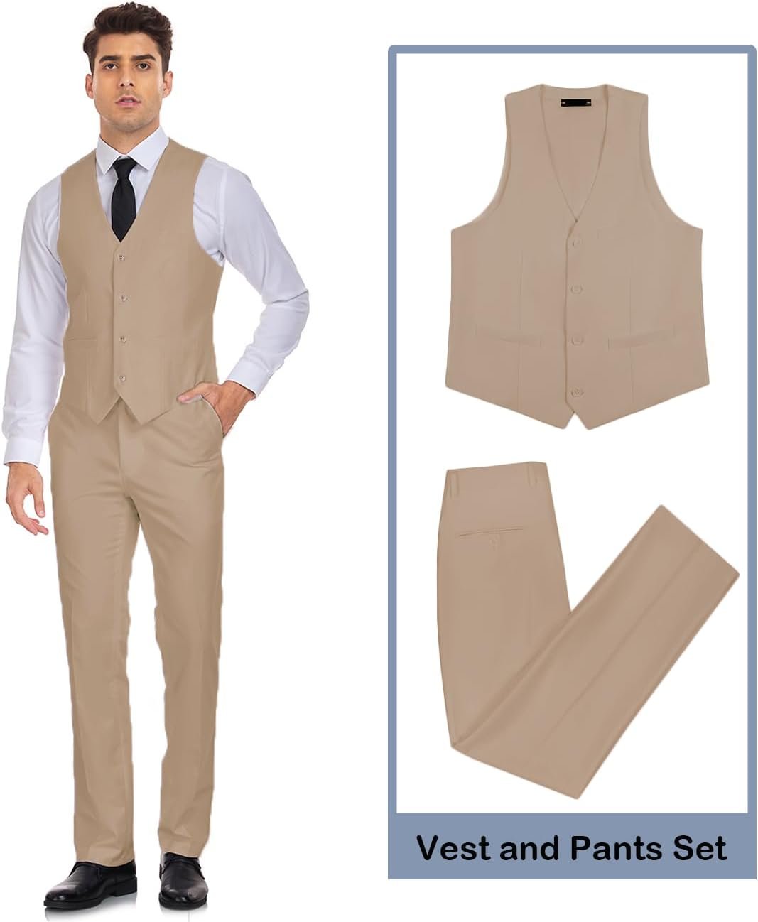 Men's Suit 2 Pieces Slim Fit Dress Vest and Pants Set Prom Suits for Mens Formal Wedding Party Tuxedo - Image 4