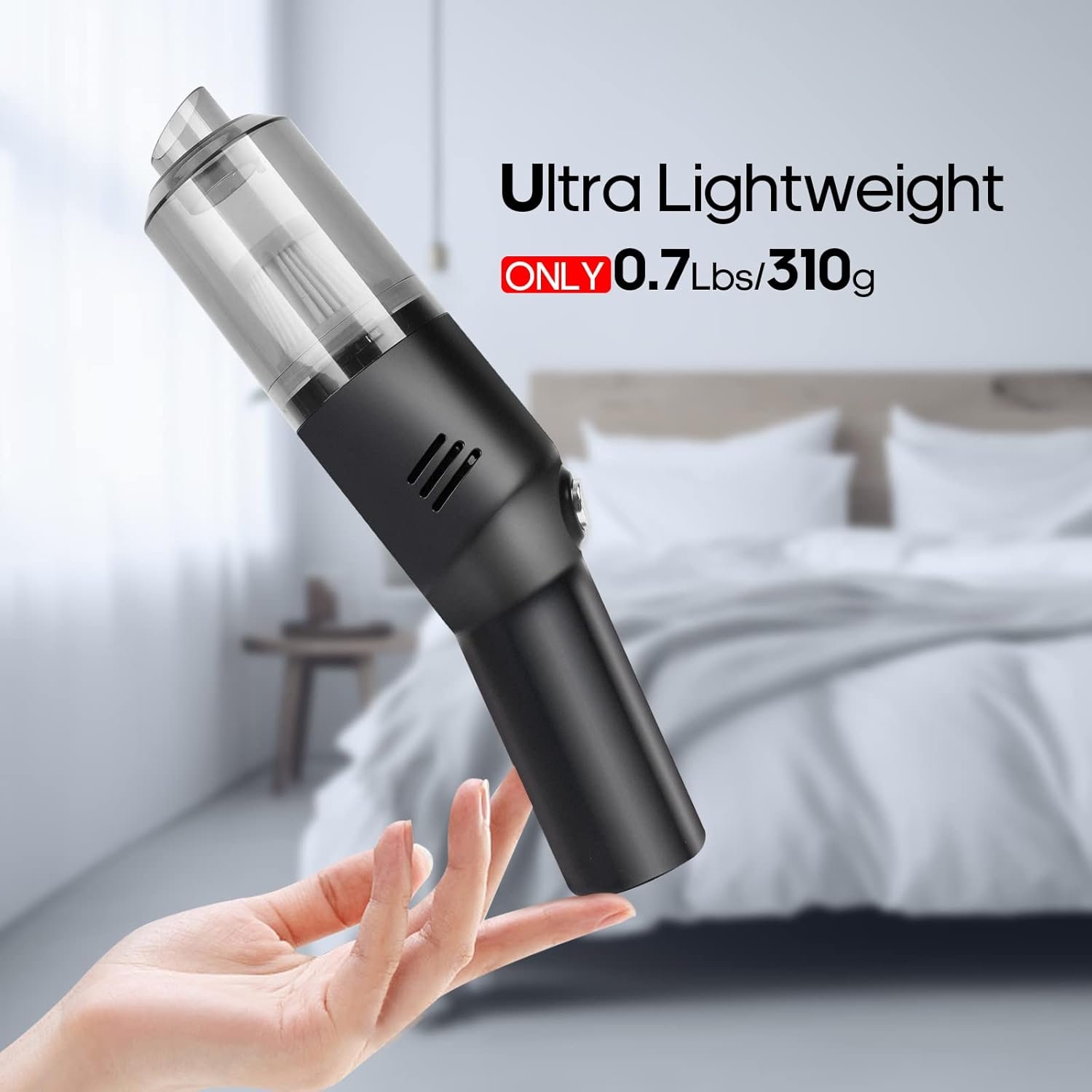 Portable Mini Car Vacuum Cleaner, High Power Cordless(400g) Handheld Rechargeable Vacuum Cleaner for Desk V06 - Image 4